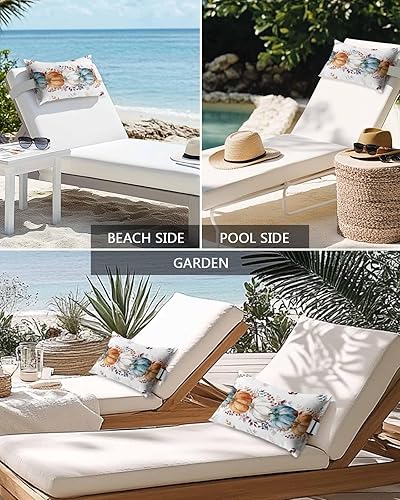 Miniatura 5 de Chaise Lounge - Fundas de almohada para reposacabezas y reposacabezas, funda de almohada lumbar de otoño para exteriores, impermeable, para piscina,