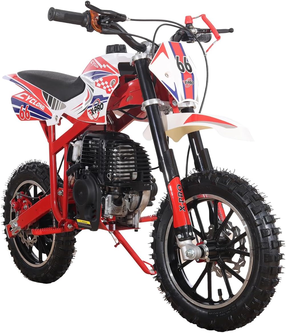 Strana view of the X-PRO Cyclone 40cc Dirt Bike during assembly