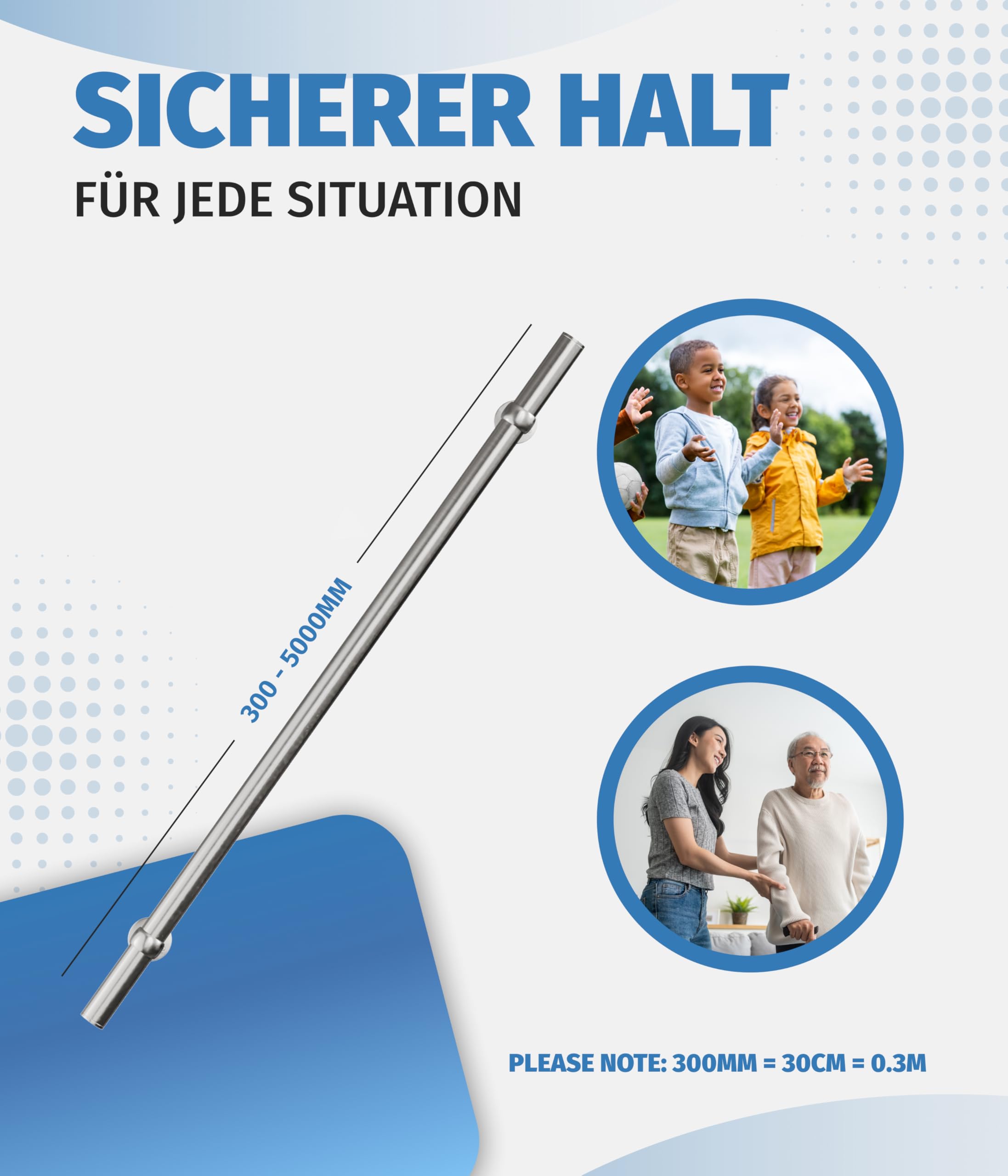 ID33® Konfigurierbarer Handlauf Edelstahl Bola - Stabiles Treppengeländer - V2A Edelstahl - Made in Germany