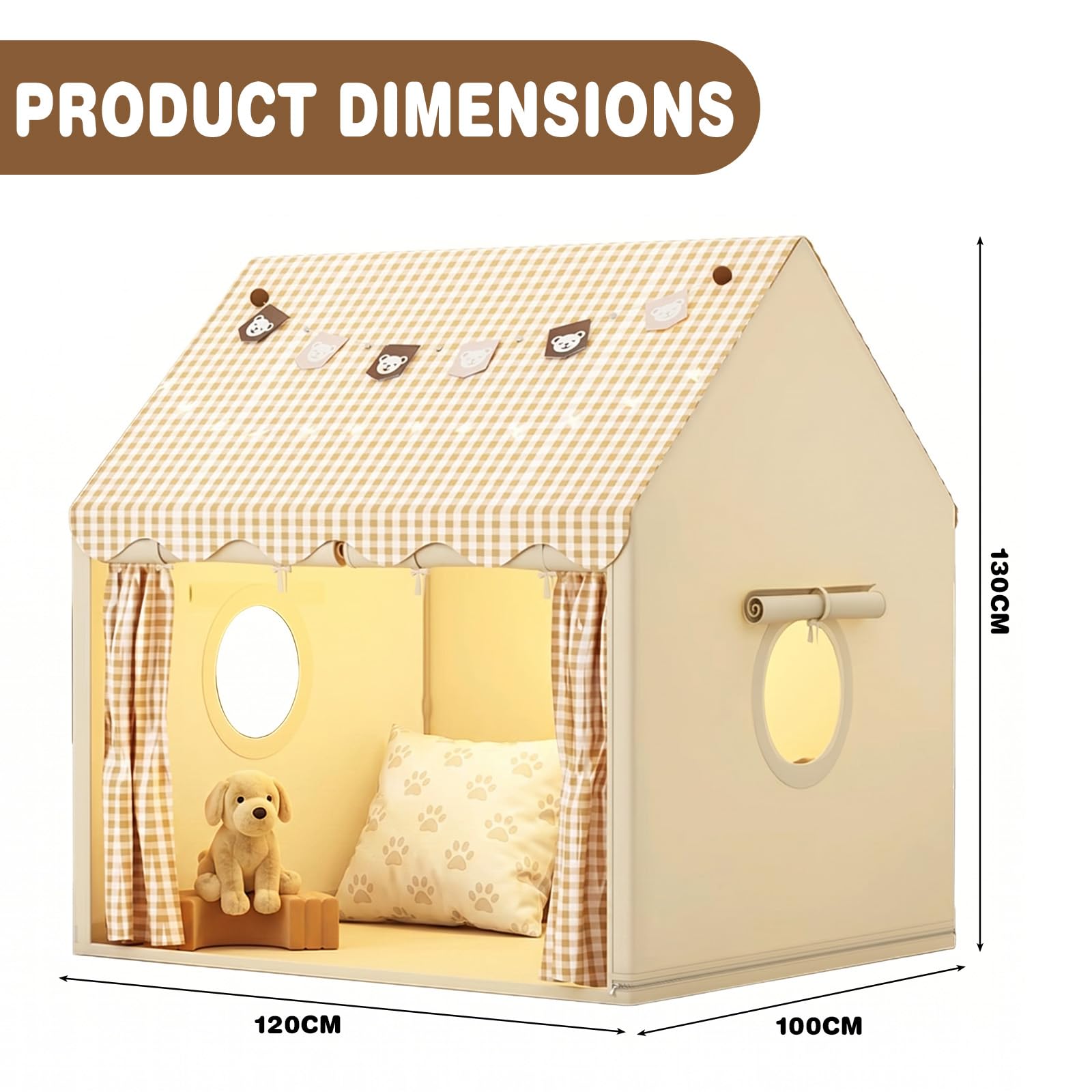 LOMUG Kinderzelt mit Lichtern und Flaggen, Kinder Bettzelt, Innenbettzelt, Spielzelt für drinnen, Prinzessin Zelt mit Fenstern, Kinderspielhaus für Jungen und Mädchen