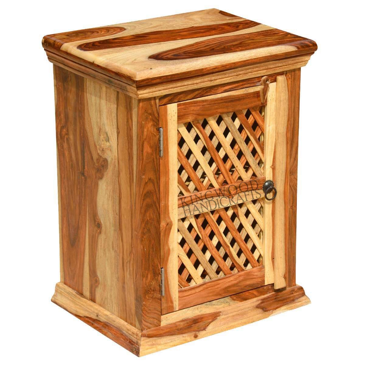 KINGWOOD FURNITURE Bedside Table in Sheesham Wood with Honey Medium Finish (Natural Finish) - Size 20 x 15 x 26 Inches