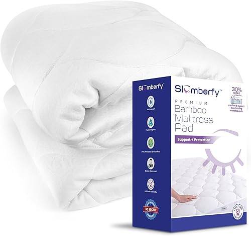 Protector de colchón impermeable de tamaño matrimonial de bambú acolchado, tela natural y transpirable, cubrecolchón refrescante (54 x 75 pulgadas)