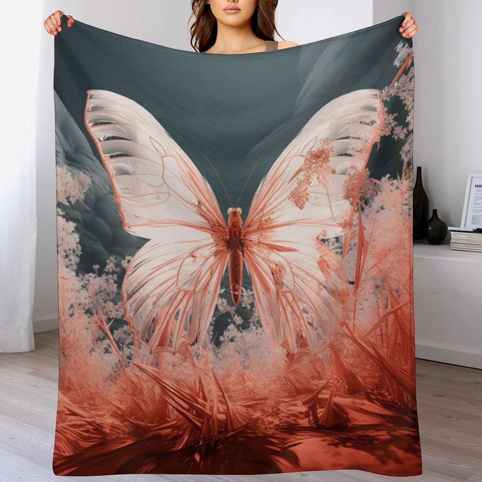 3D Butterfly Plush Bed Blanket, Flannel Blanket for Kids Teen Young Boys Girls Throw Blanket Modern Fashion Anti-pilling Blanket for Couch Bed Sofa（140×180cm）