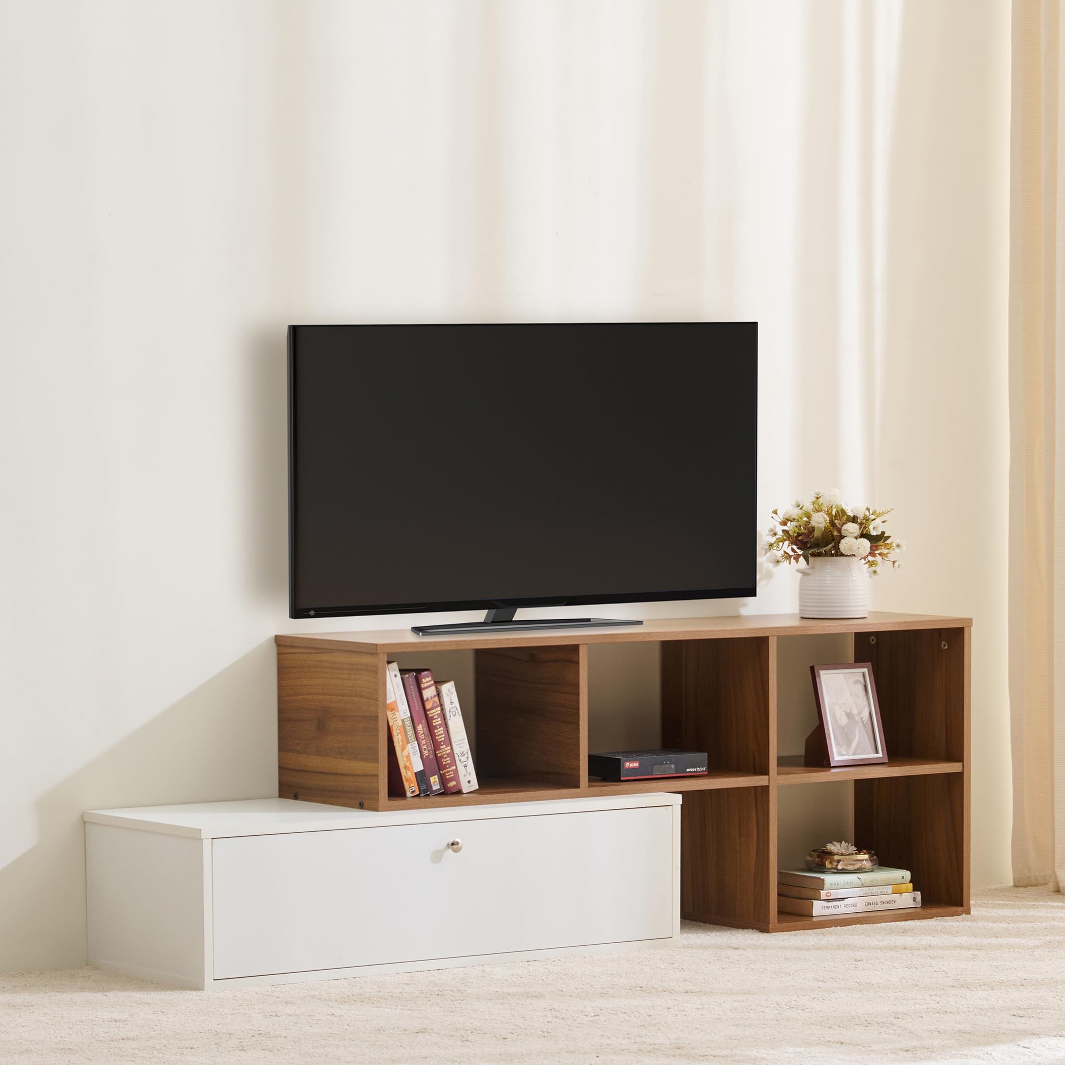 Home Centre Helios - Nolan TV Unit- Teak + White-image-7