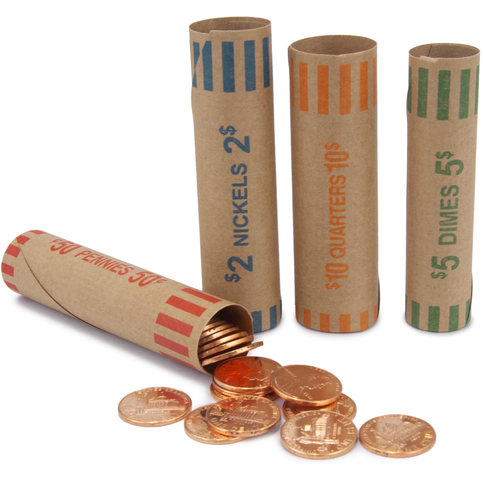 L LIKED Verschiedene vorgeformte Münzrollenwickler – Viertel, Pennies, Nickel und Dimes (128 sortierte x 24 Boxen)