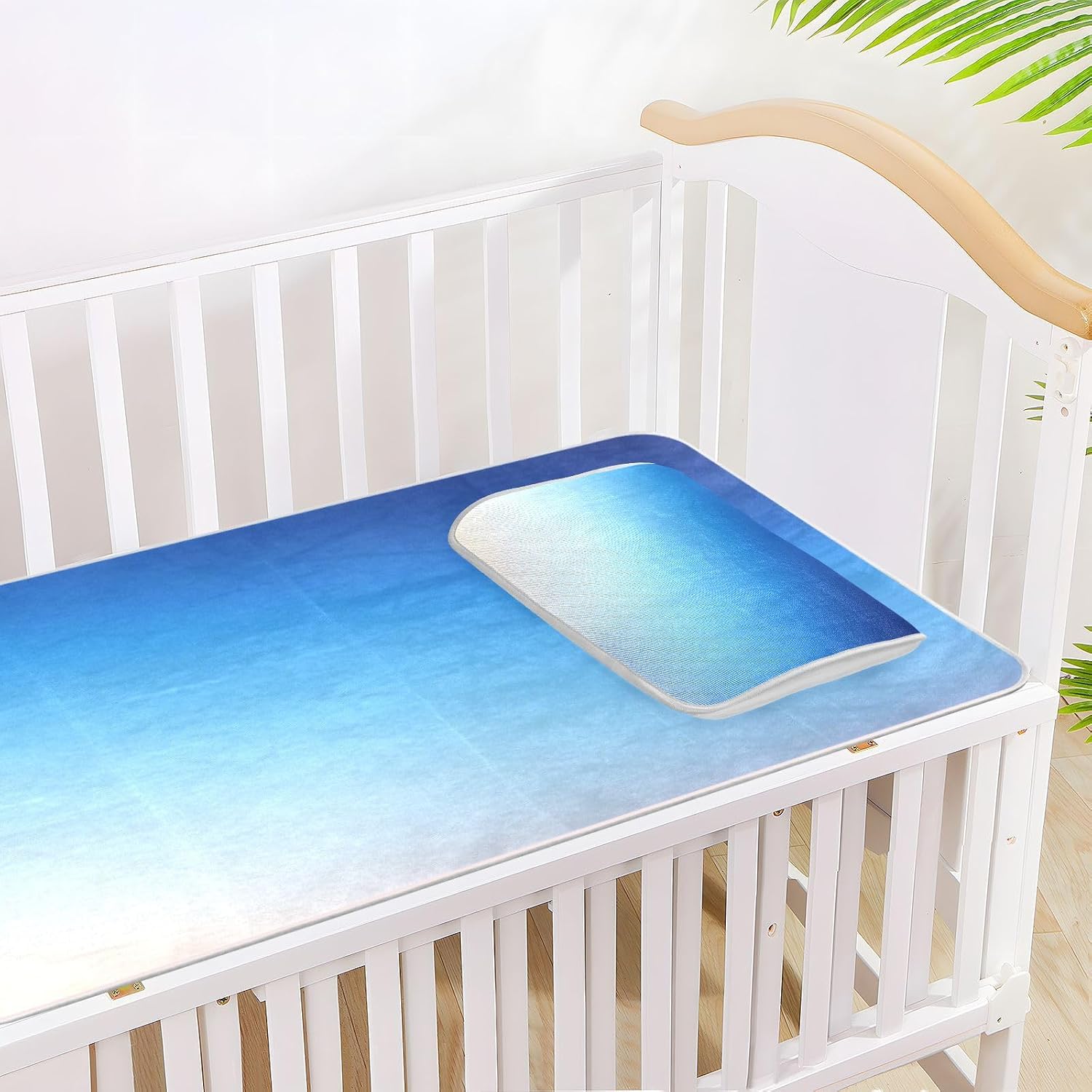 Cooling Baby Mattress pad Cover 28" x 52" Ultra Soft Blue Gradient Modern Art Crib Padding for Sides for Kids, Adult