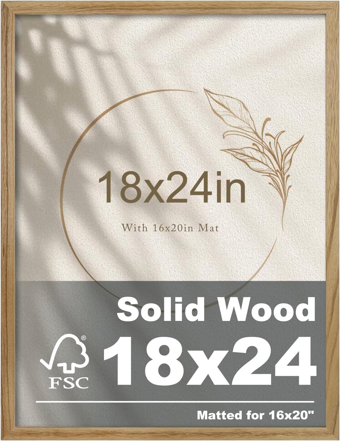 Egofine 18x24 Solid Wood Picture Frame, Made of Solid Wood Covered by Plexiglass 16x20 with Mat 18x24 without Mat, Poster Frame for Wall Mounting Photo Vertically or Horizontally, Carbonized Brown Carbonized Brown 18x24