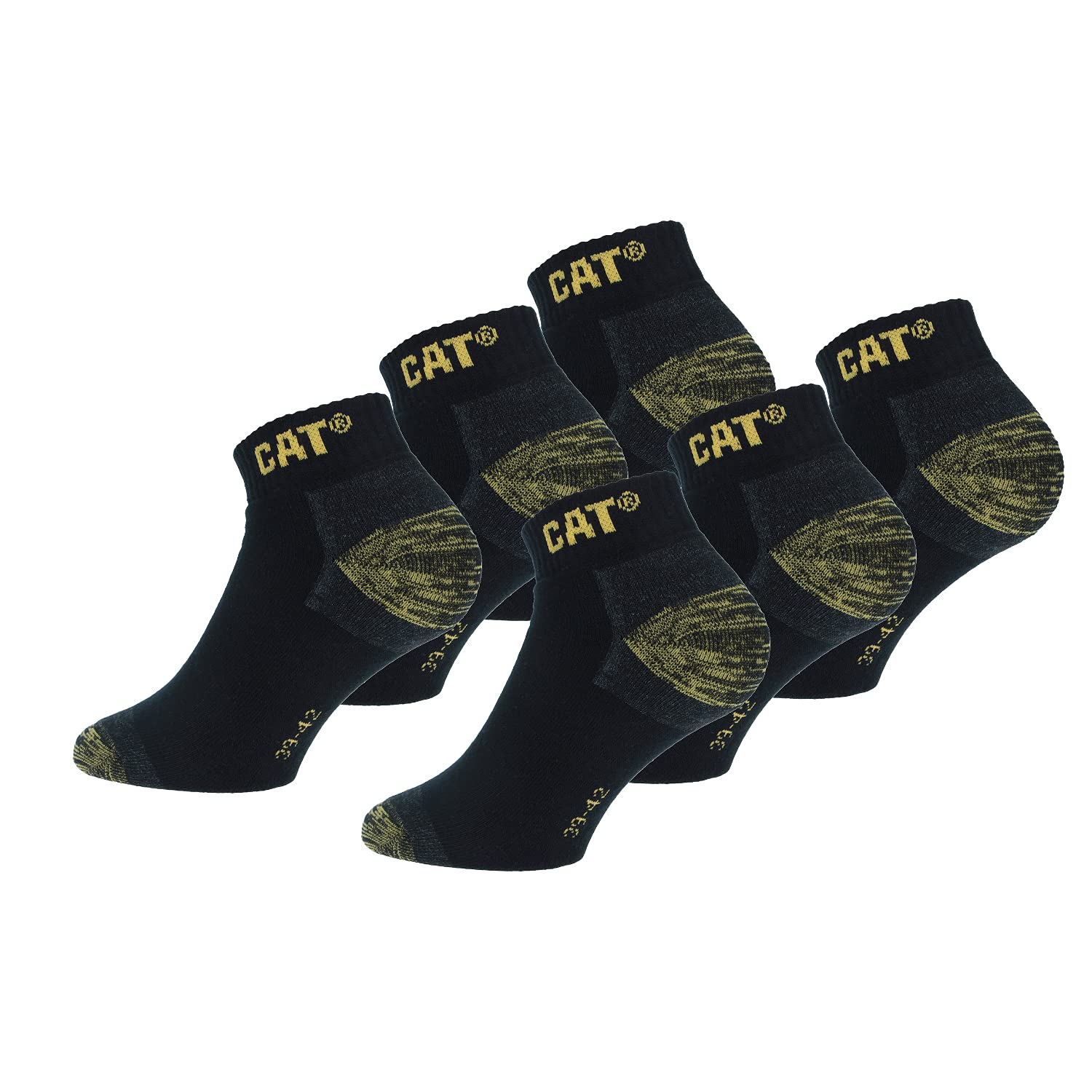 Caterpillar 6 Paires Chaussettes Sneaker Travail - Double Renfort Pointe Talon - Coton