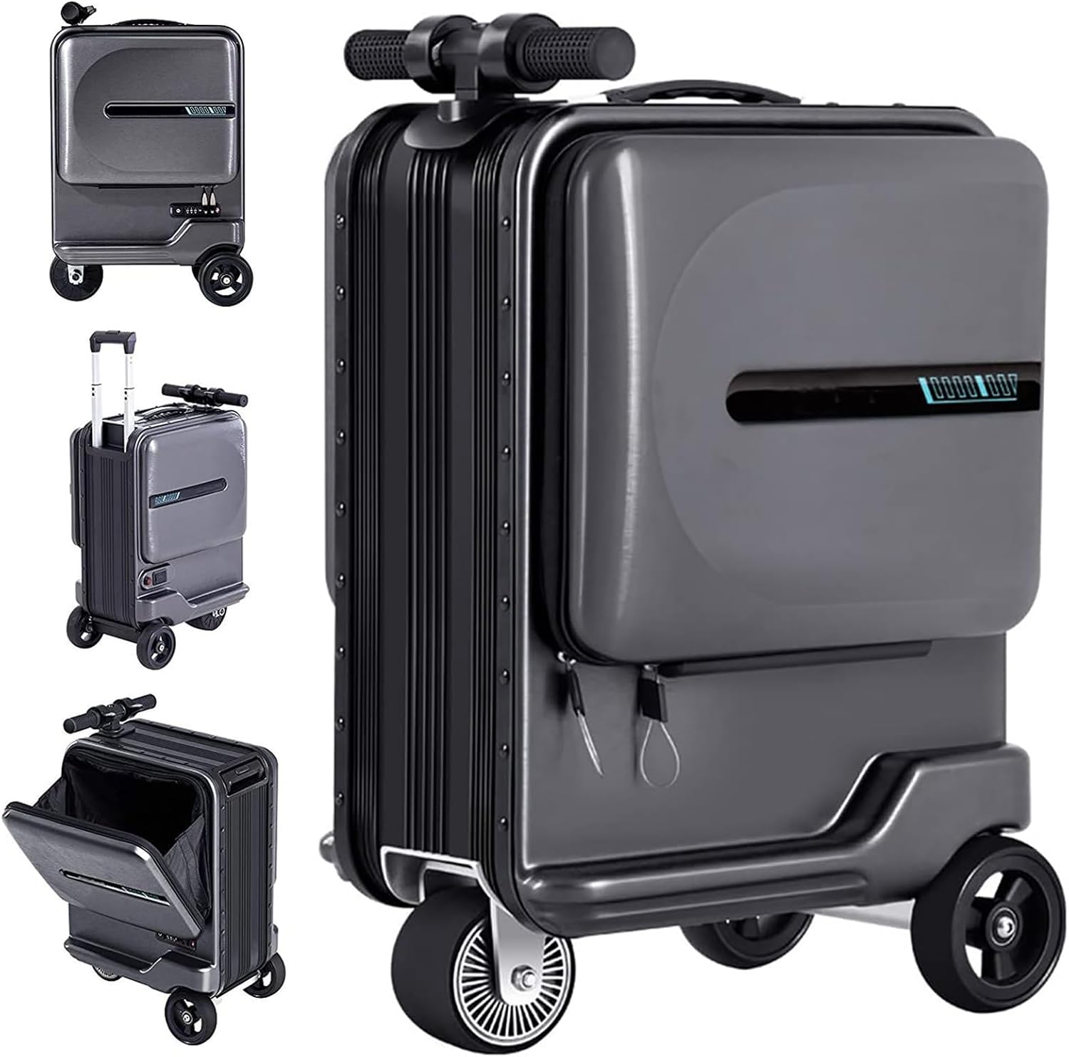 Smart Riding Luggage, 20 Inch Electric Suitcase Scooter with Removable Battery, Carry On
