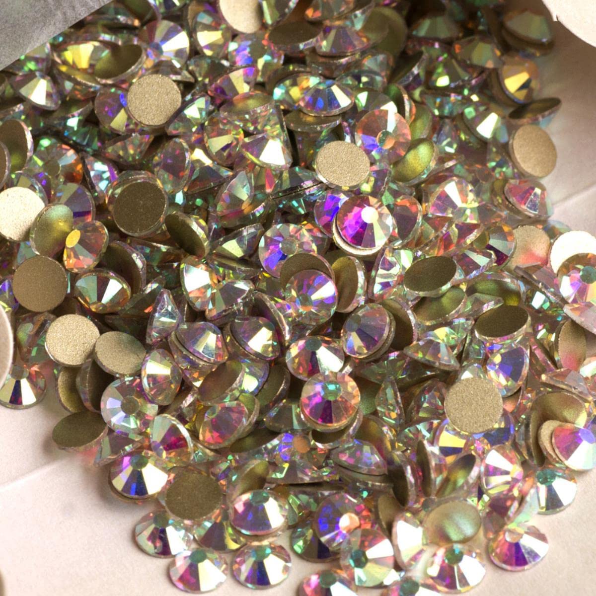 Crystal AB Nail Art Strass Flatback Vetro lucido Pietre per unghie Gemme per unghie 3D Decorazioni per manicure fai da te-Rosa chiara, SS34 288 pezzi