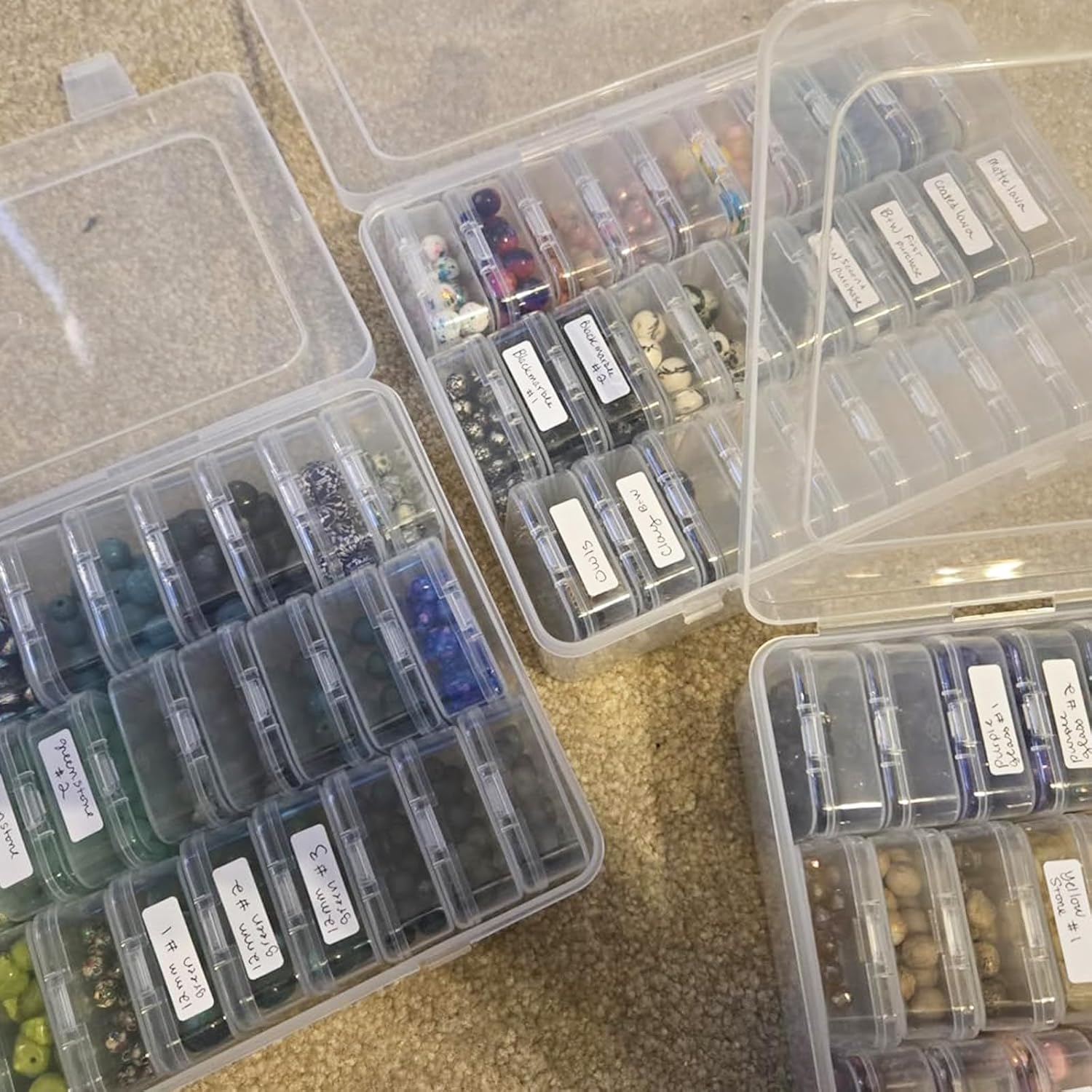 Small Bead Organizers and Storage, 90PCS Plastic Bead Case Mini Beads Storage Containers Clear Organizer Box for Clay Beads, Small Crafts, Jewelry Making, Screws, Seeds