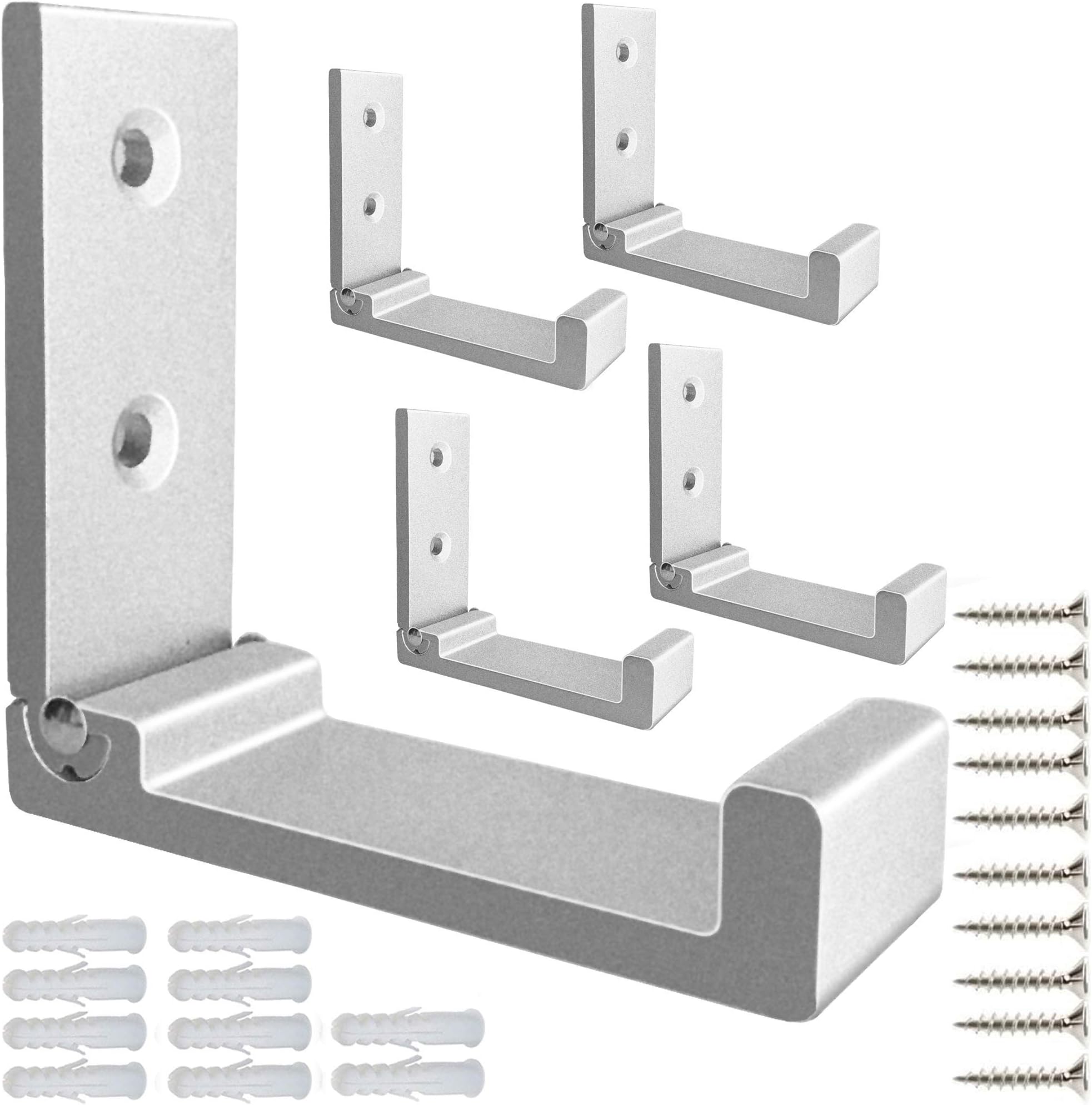 5 Pcs Folding Coat Hooks, Wall Hooks for Hanging Coat Towel Hooks Hardware Heavy Duty Aluminum Alloy Headphone Holder Hooks No Rust Wall Mounted Bags, Fitness Equipment (Black) (Silver)