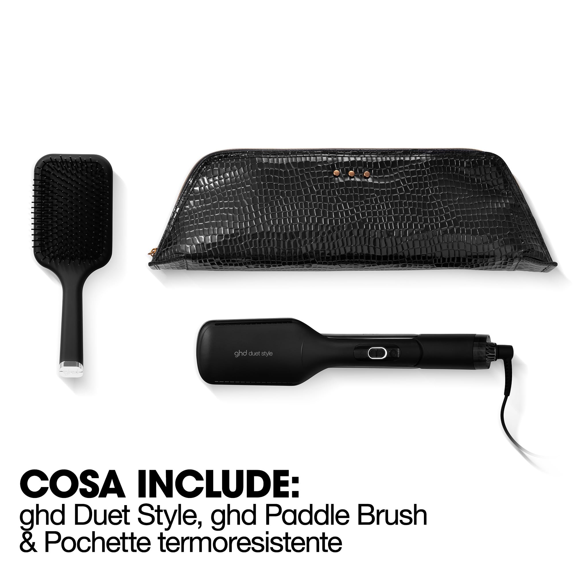 ghd Set Regalo Duet Style, Include Piastra Asciugacapelli 2-in-1, Spazzola Districante Paddle Brush e Custodia Termoresistente, Asciuga e Liscia allo Stesso Tempo, Senza Danni da Calore