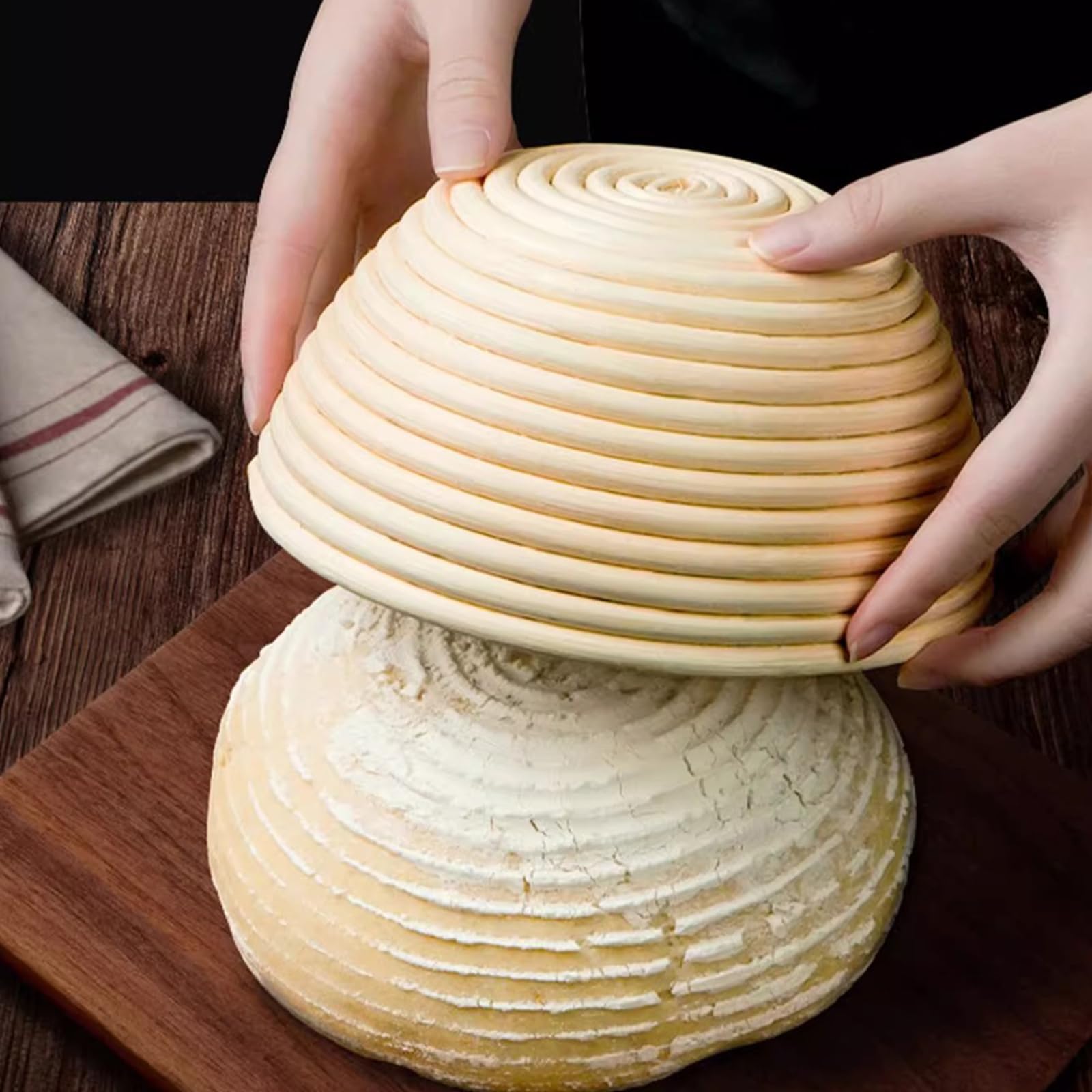 Yuehuam Banneton - Cesta de prueba de pan de 6 pulgadas, redonda de 6 pulgadas, cesta de prueba de masa madre Banneton, cuenco a prueba de masa con forros, perfecto para hornear pan y suministros para