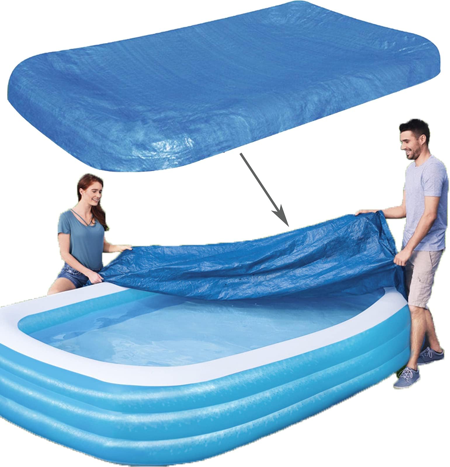 Rectangular Pool Cover,Fits 103 in x 69 in (262 cm x 175 cm) ,Dustproof Rainproof Waterproof Square Swimming Pool Cover Thickened Poncho Cover Cloth(only Cover)