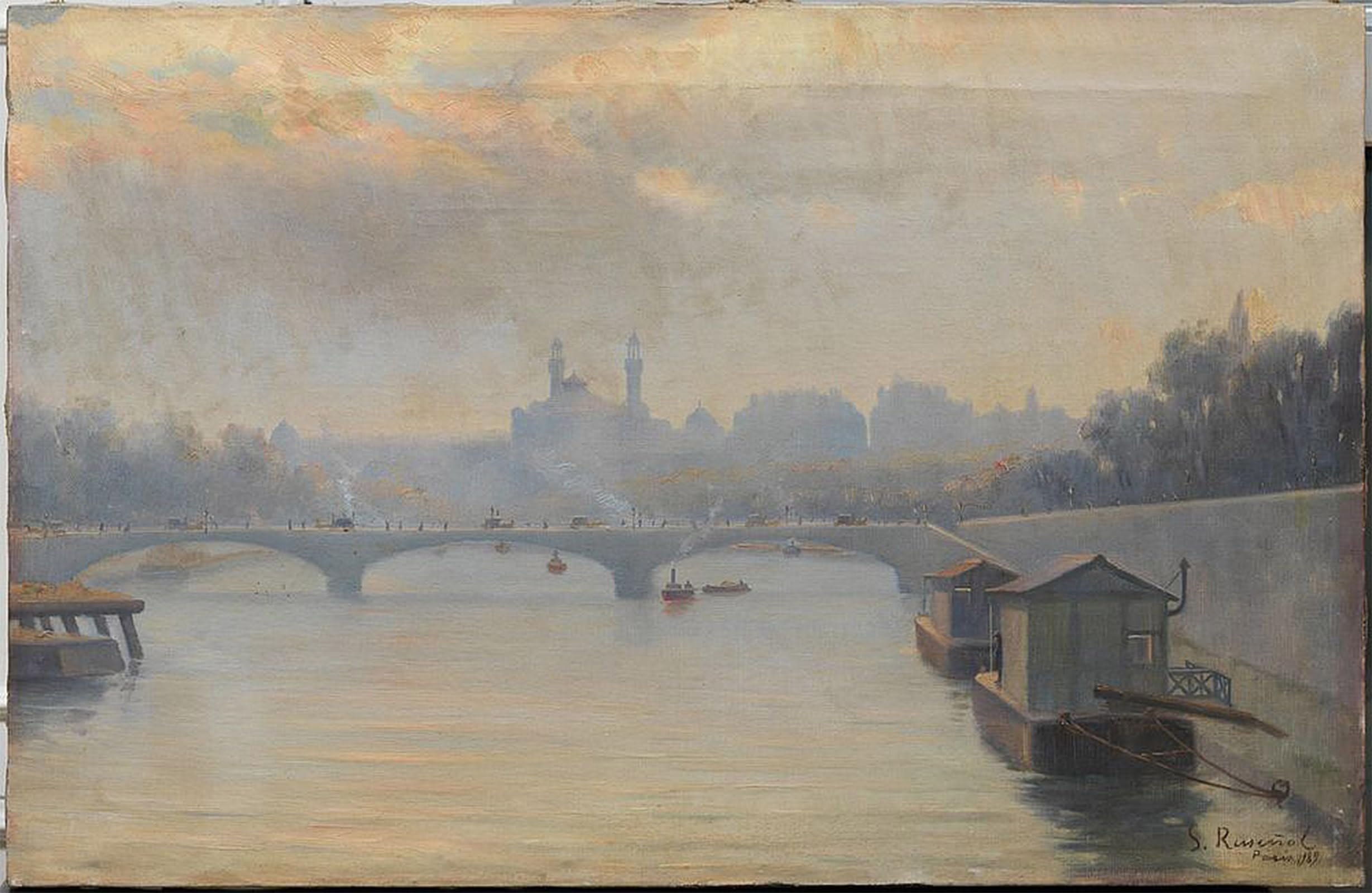 SERENDIPITP Aesthetic Poster Photo Wall Print Retro Picture the Seine and the Trocadero by Santiago Rusiñol Modern Wall Artwork for Home Decor 60x90cm