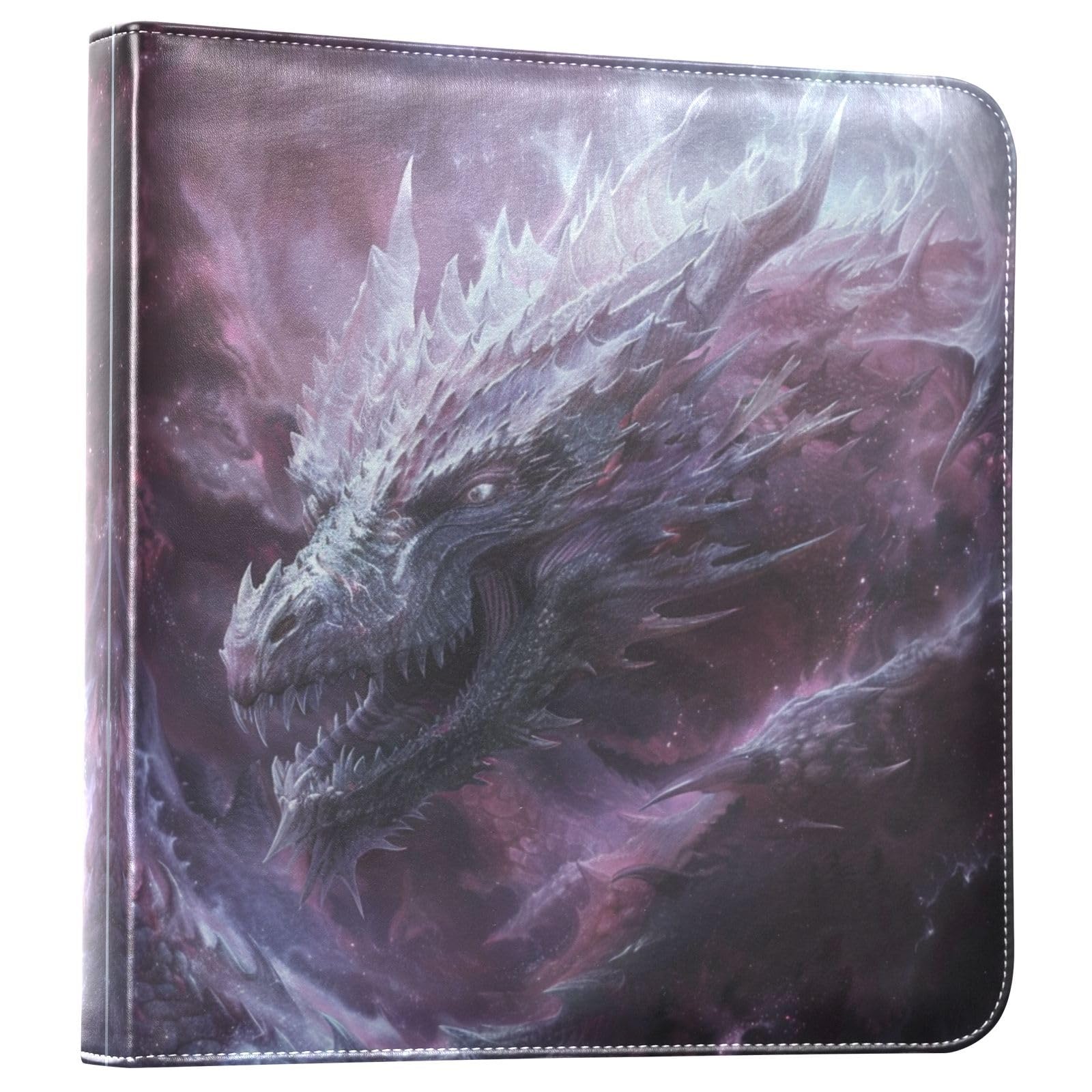 JIPONI Purple Magic Dragon Large Photo Album, DIY Leather Cover Scrapbook Albums for 4x6 5x7 6x8 Pictures, Self Adhesive Memory Book for Wedding, Baby, Family