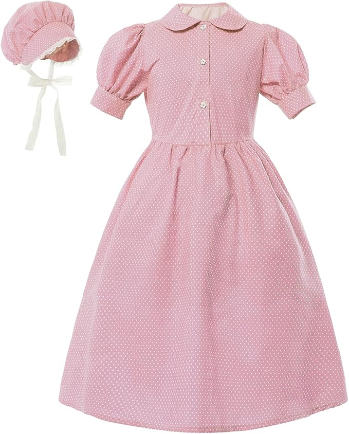 Victorian Kids Costumes & Shoes- Girls, Boys, Baby, Toddler CR ROLECOS Girls Prairie Pioneer Dresses Laura Ingalls Wilder Pilgrim Colonial Costume Dress  AT vintagedancer.com