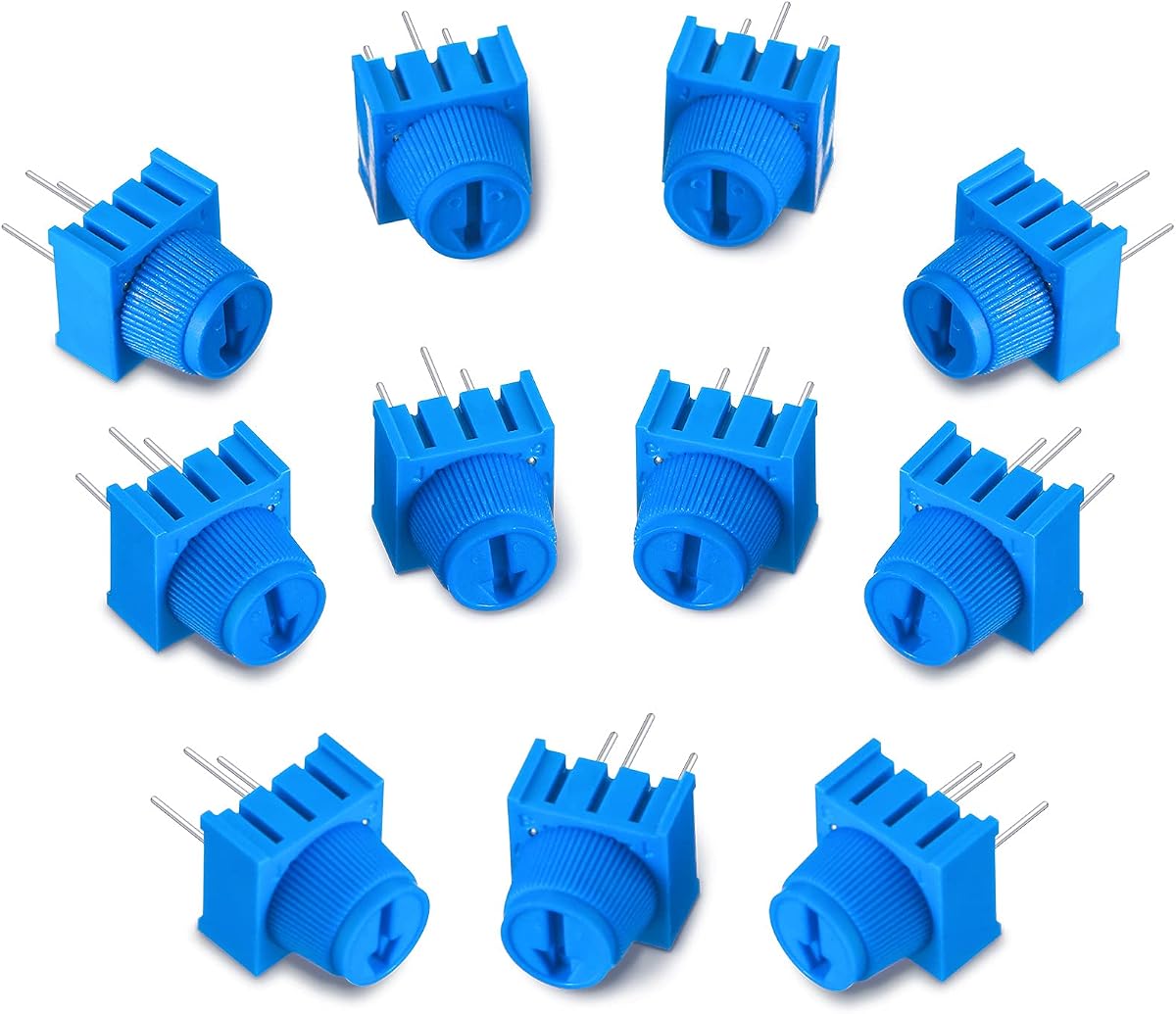 Flutesan 12 Pieces 10K Ohm Trim Potentiometer Kit with Knob Variable Resistors Breadboard Trimmer Potentiometer Assortment Kit Compatible with Arduino, Blue