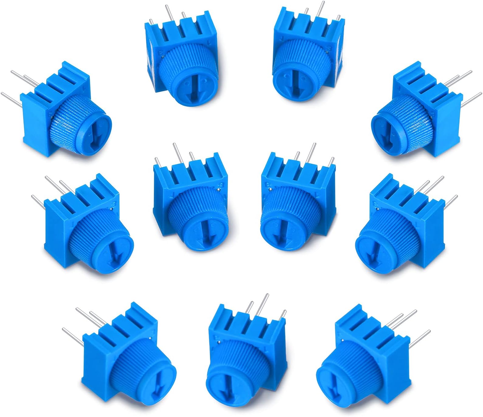 Flutesan 12 Pieces 10K Ohm Trim Potentiometer Kit with Knob Variable Resistors Breadboard Trimmer Potentiometer Assortment Kit Compatible with Arduino, Blue