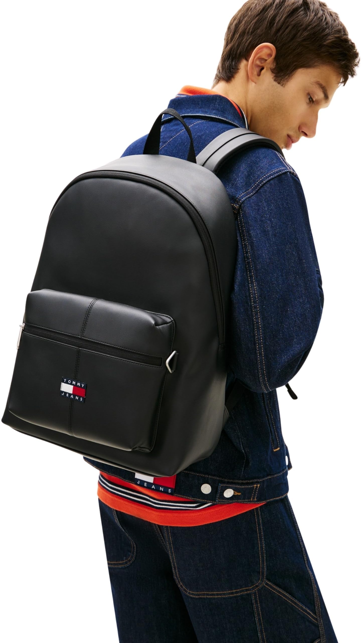 Tommy Jeans Uomo Zaino Essential Daily con Tasca Esterna, Nero (Black), Taglia Unica