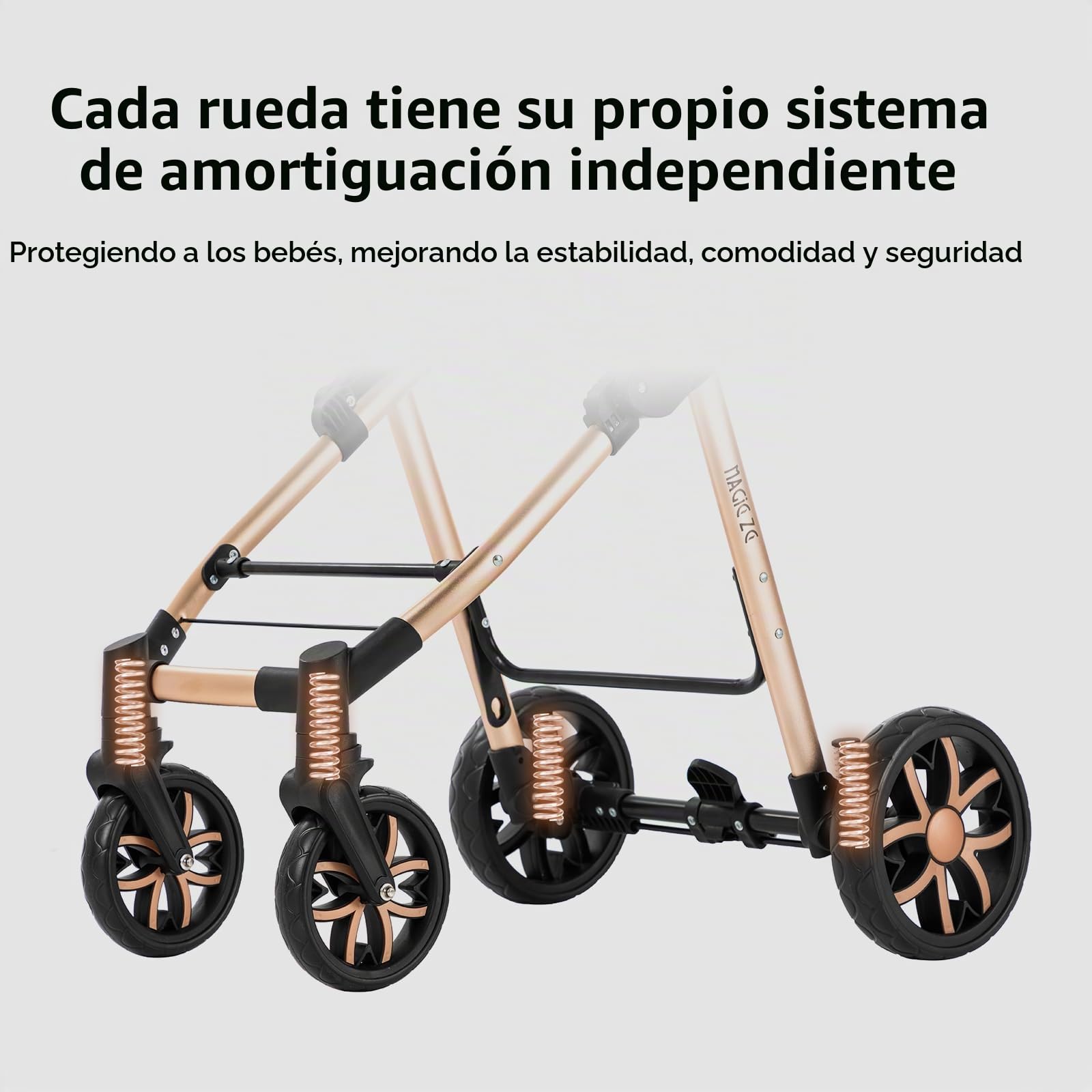 MoLi Carro Bebe 3 Piezas, Carrito Bebe 3 en 1 con Modo de Doble Empuje Reversible, Cochecito Tres Piezas Plegado Conveniente con Un Solo Clic, Coche Tres en 1 Paisaje Alto (225 Dark Grey)