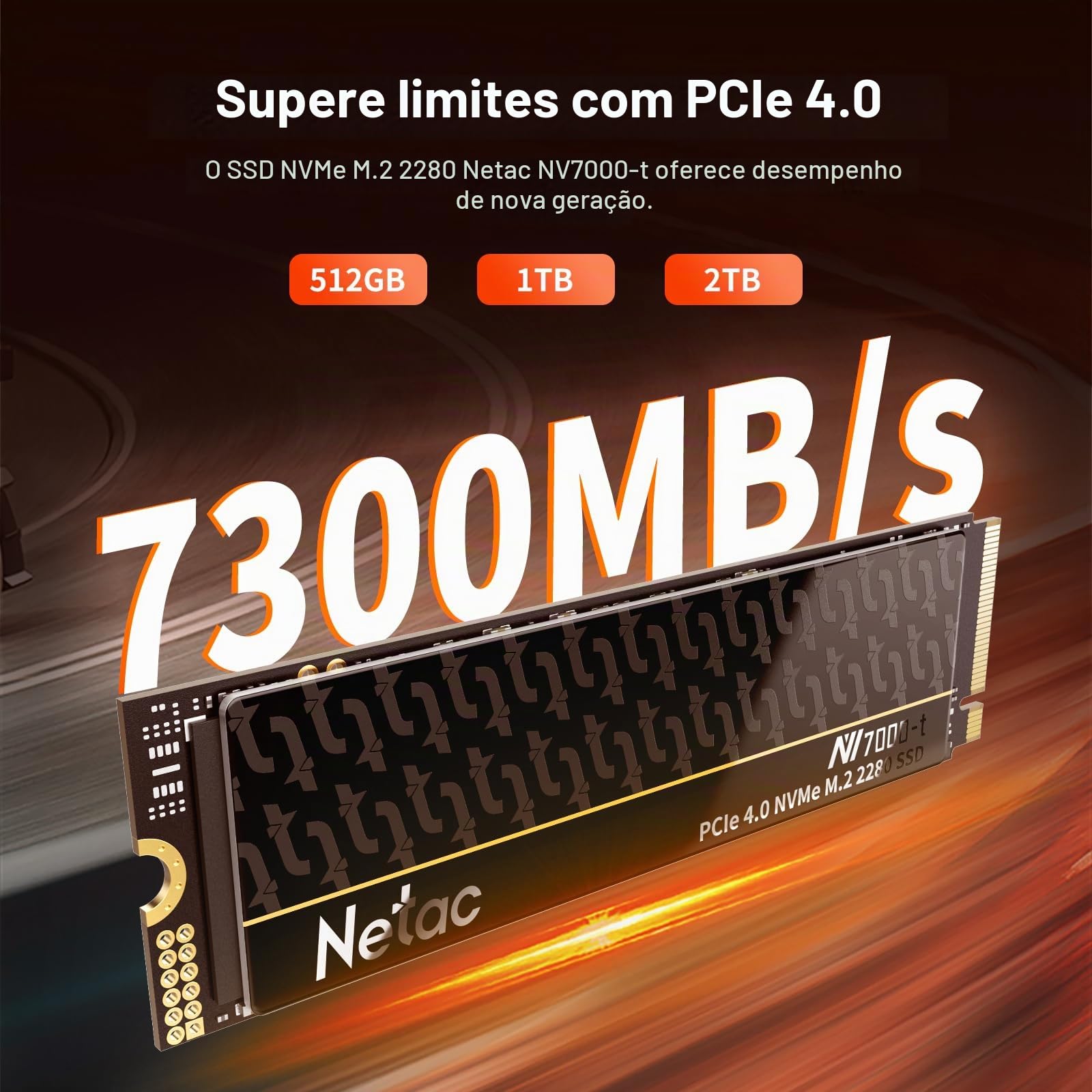 Netac SSD M.2 PCIe Gen4x4 M.2 de até 7.300 MB/s NVMe com dissipador