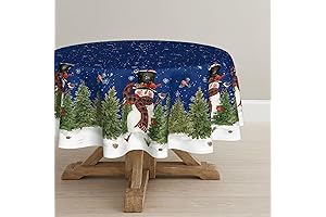 Horaldaily Round Christmas Tablecloth