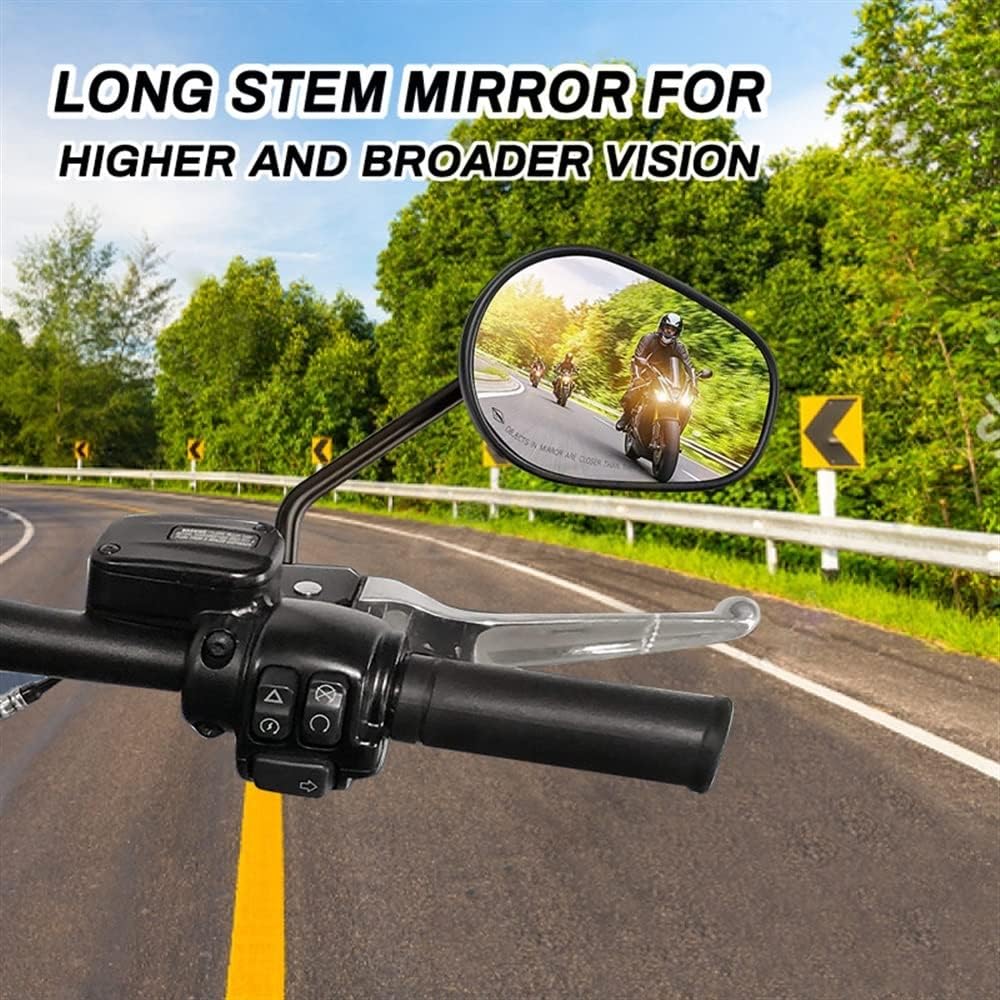 for Harley Davidson Sportster 1200 Custom XL1200C 1996-2017 Motorcycle CNC Aluminum Black Oval Rearview Mirrors Universal 8MM 10MM Side Mirror Mirrors (Color : Black 1)