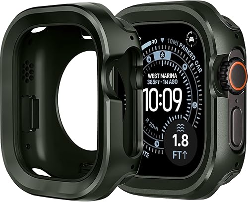 Miimall Funda de metal para Apple Watch Ultra 3/2/1, resistente, duradera, ligera, de aleación de aluminio y titanio + TPU a prueba de golpes para