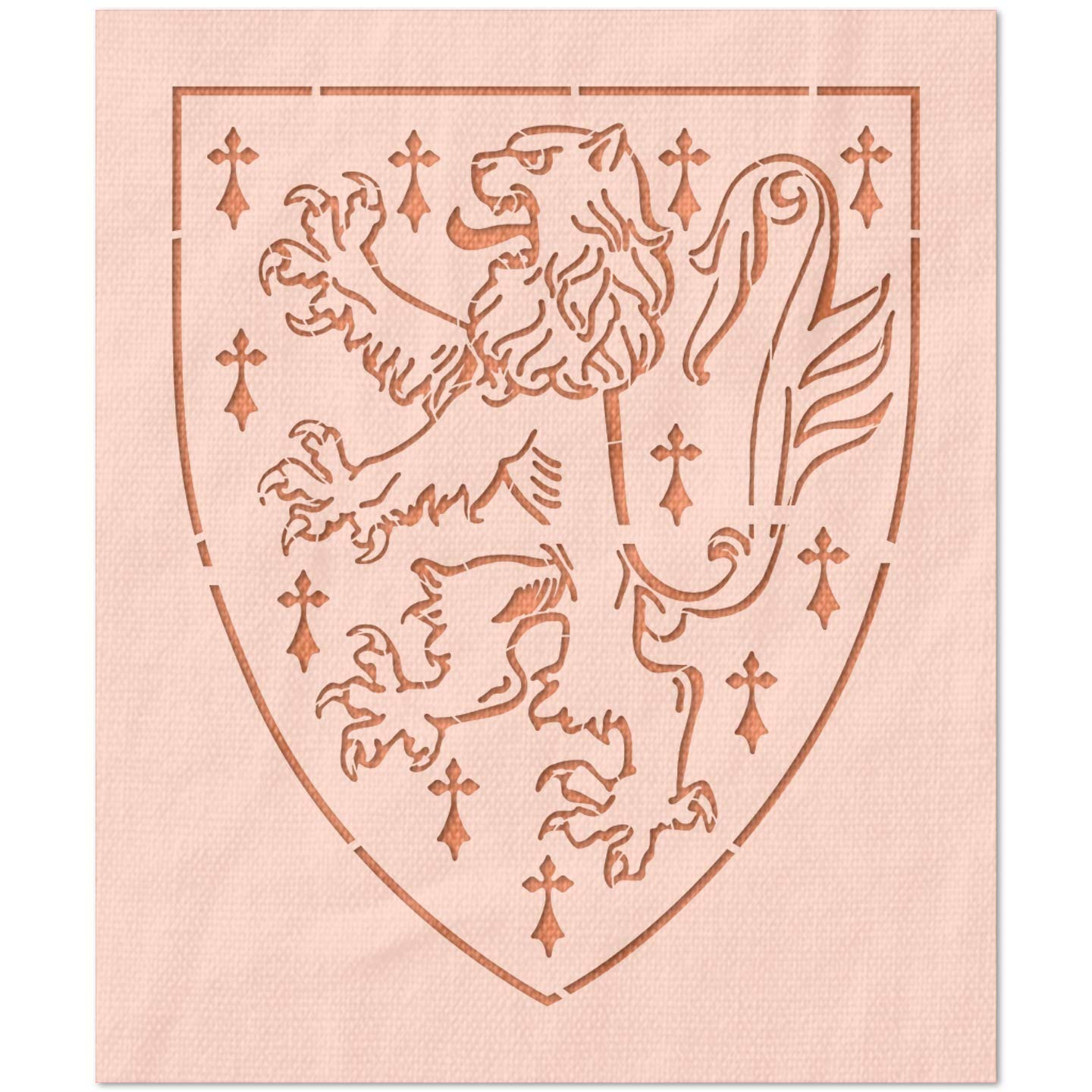 Pochoir lion rampant peinture dessin artisanat plastique réutilisable 24,8x30,5 cm