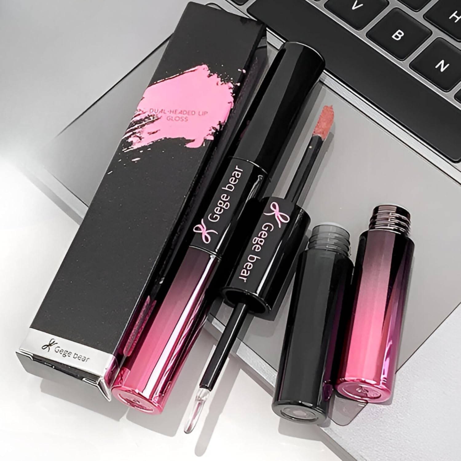 Gege Bear Glass Glow Lip Gloss | Long Wear Color Rich Lipgloss – Frost | Ultra Glossy | Luxury Glossy Lipstick with Rich Color & Hydration | Sheer Coverage | Doe-Foot Easy Applicator | Fuller And Plump Lips | Korean Style Shades Matte and Mirror Finish For Women (02# Rose Black Tea, 1.8g+1.8ml)-image-27
