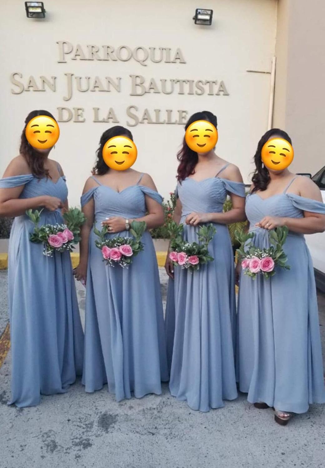 YUESUO Wedding Bridesmaid Dress Long Cold Shoulder Pleated Chiffon Formal Dress for Women B005 : Clothing, Shoes & Jewelry