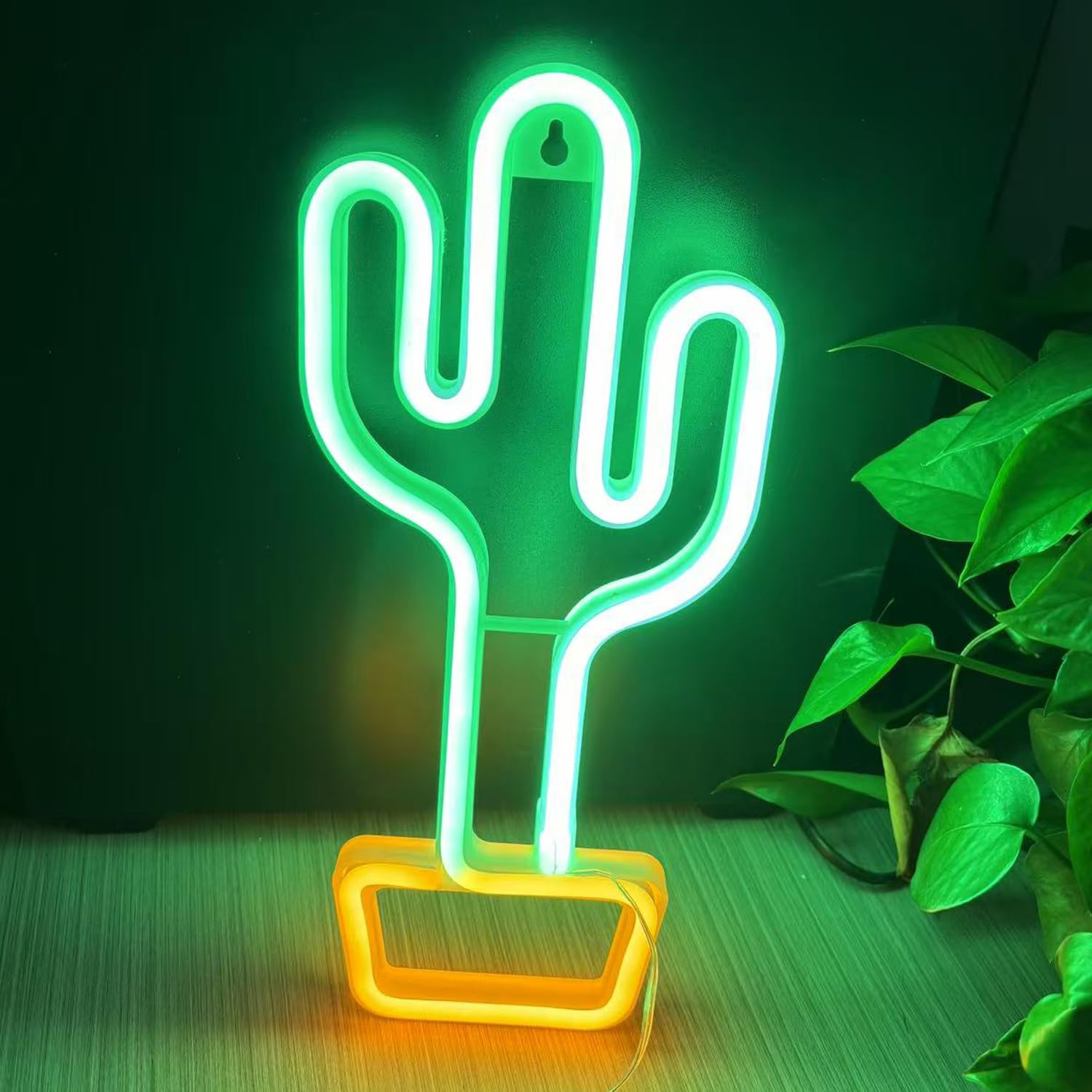 Cactus Neon Signs Cactus Wall Decor Green Neon Light LED Signs for Home Decor, Cactus Light Neon Signs, 30x15x1 cm / 11.7x6x0.39in