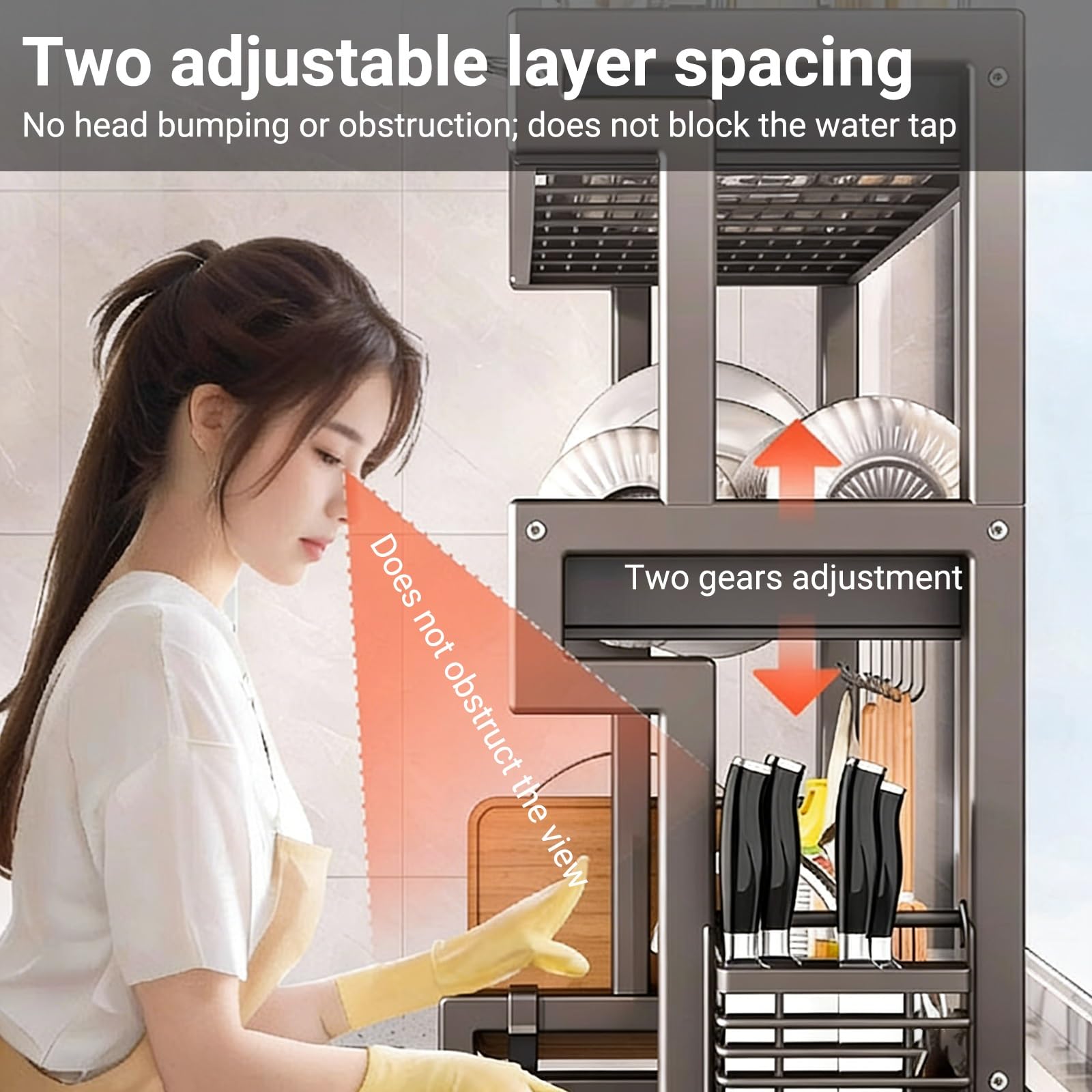 Escurridor de platos de acero inoxidable para encimera, escurridor de platos para vasos, cuencos y cubiertos