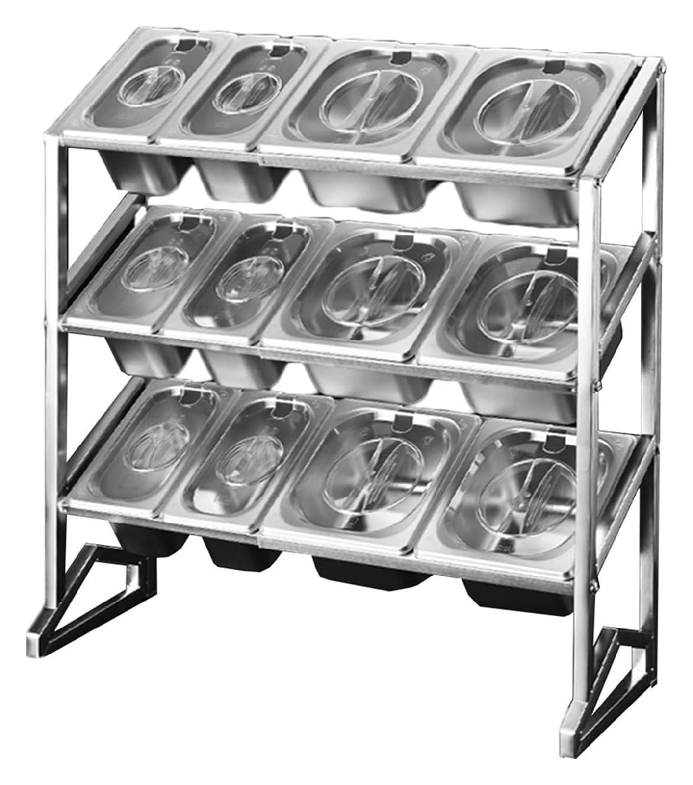 Stacja do polewania pizzy, puszki na przyprawy, stojący stojak na przyprawy z przezroczystą pokrywą, 15 patelni, blat, chowany, wiele przypraw do przechowywania (srebrny)