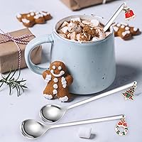 Vista 4 de A · HOUSEWARE Dessert Spoons Silverware Christmas Silver Small Stainless Steel Flatware 6 Pieces Xmas Decorative Pendants Stirring Utensils for