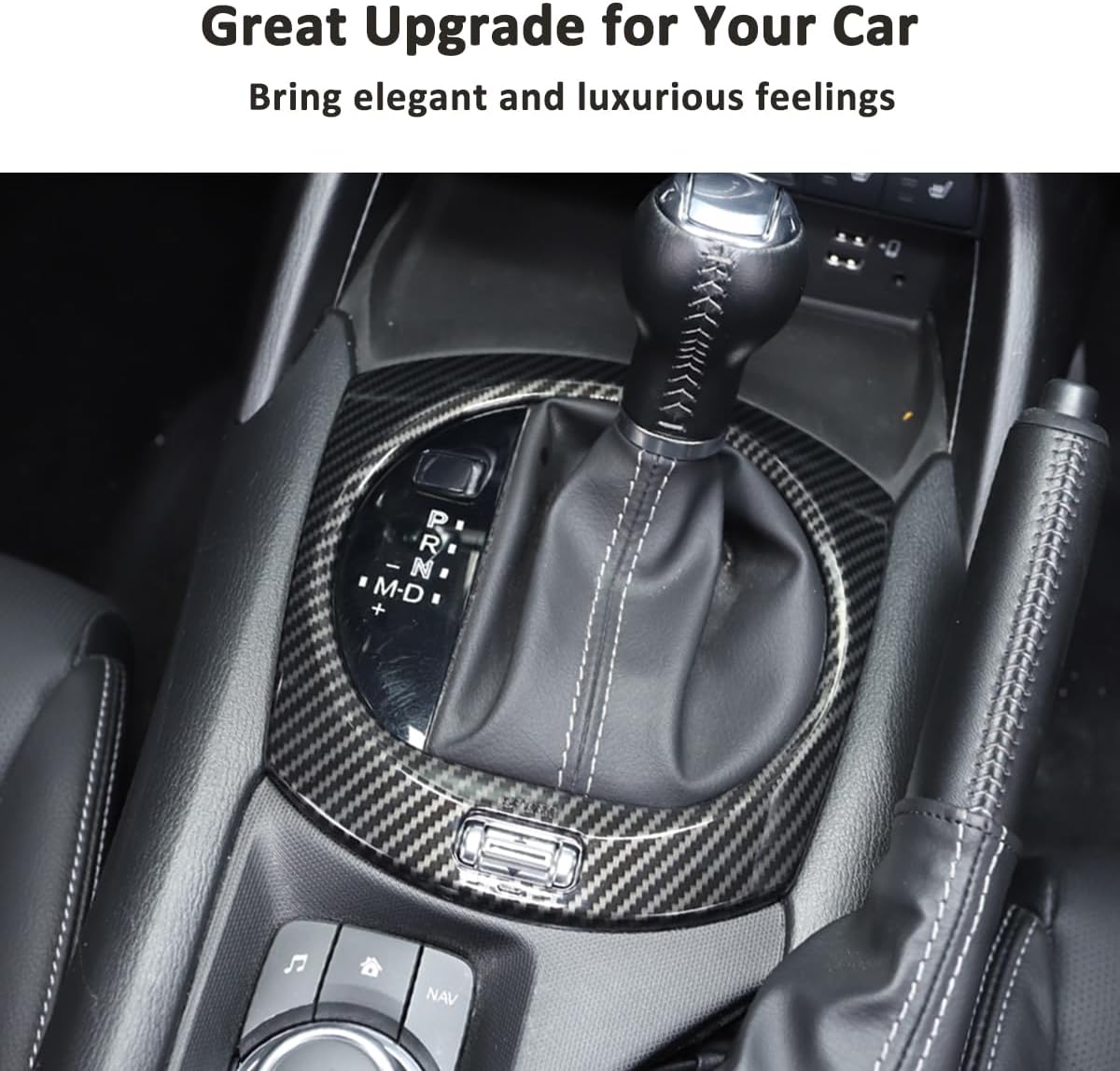 Car Interior Gear Shift Frame Trim Sticker for Mazda MX-5 ND 2015-2023 Center Console Panel Trim Cover Interior Accessories (Carbon Fiber)