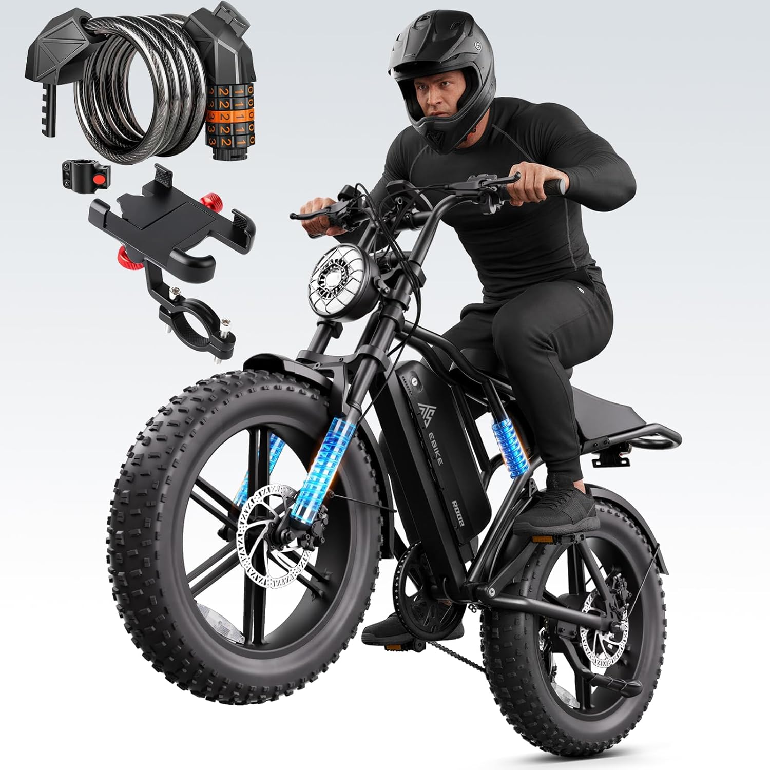 TST Electric Bike for Adults, 1500W Peak Motor, 28 MPH, 20" x 4.0" Fat Tire E-Bike, 48V 25Ah Removable Battery, Dual Hydraulic Disc Brakes, Dual Suspension, LCD & APP Control, Ebike with Holder