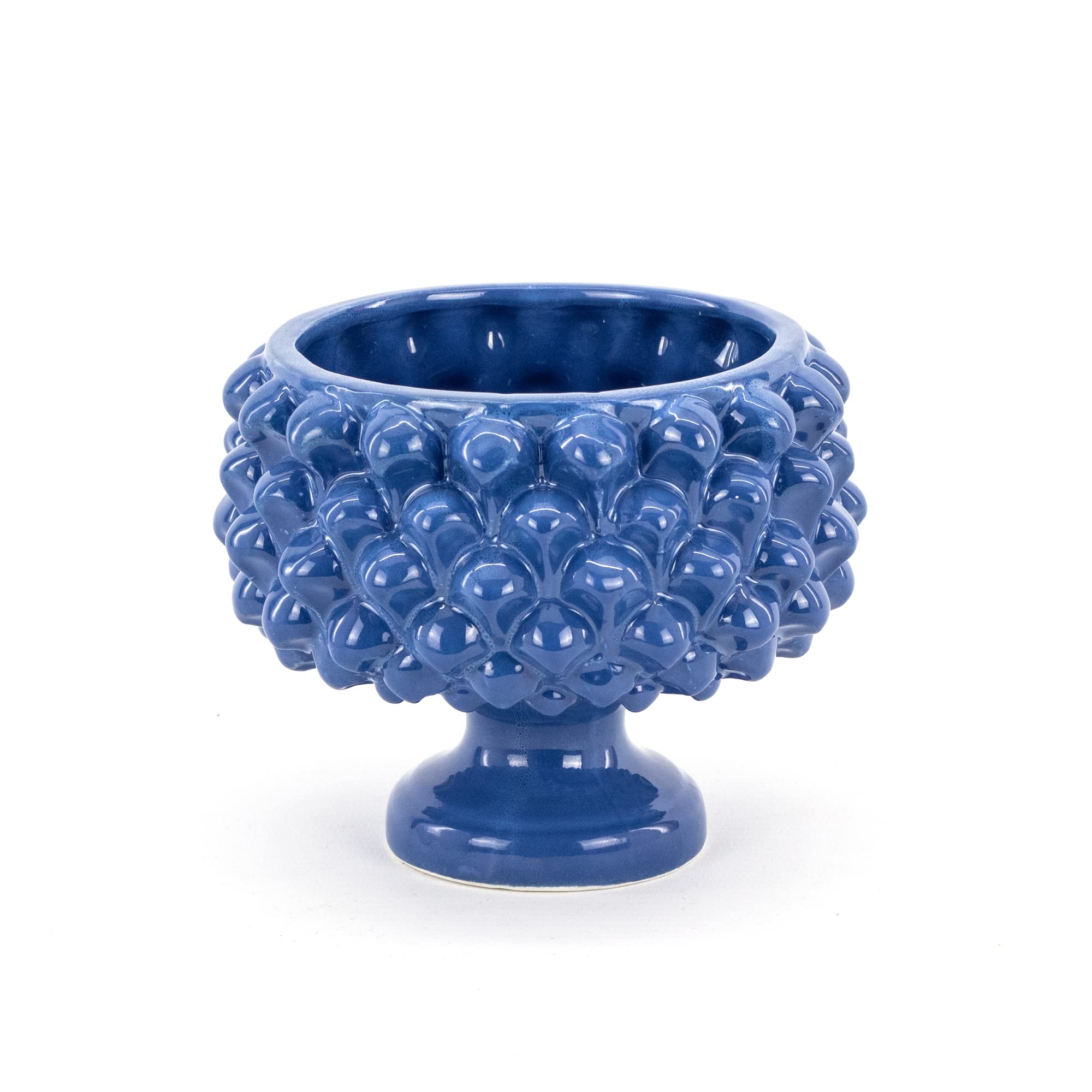 CEAR ceramiche - Mezza pigna, pigna portavaso, portaoggetti, svuotatasche, portadolci in ceramica siciliana di Caltagirone colore BLU