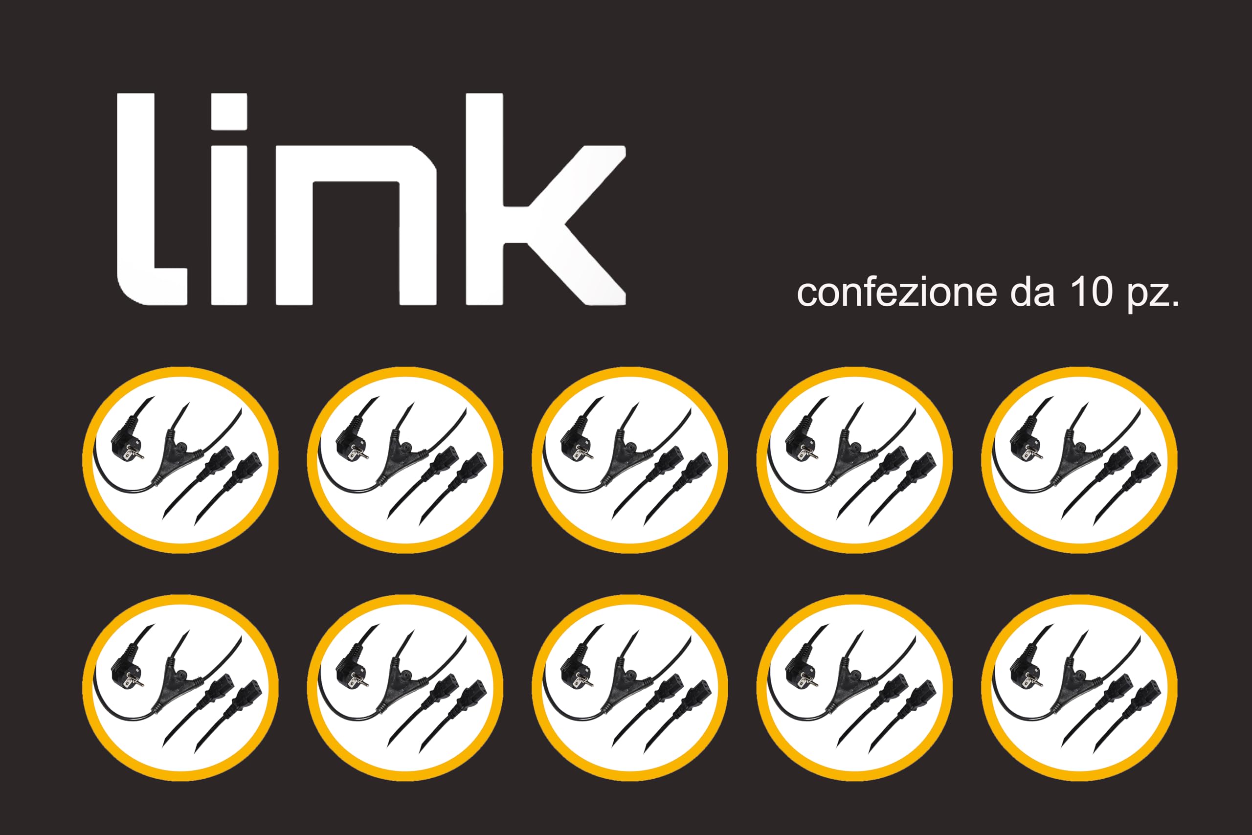 LINK LKSKX210 - cavo alimentazione da spina tedesca schuko a doppia presa femmina iec c13 mt.1,7 confezione da 10 pezzi