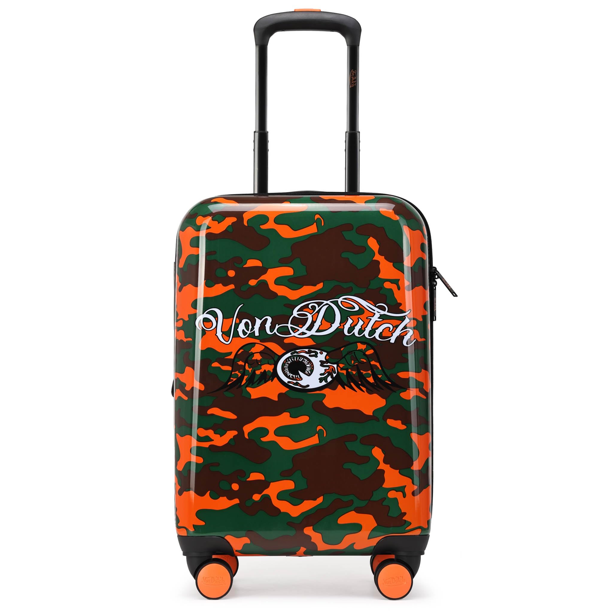 Von Dutch Orange Camo 20 Inch Carry-on Suitcase, Expandable Hardside Spinner Luggage