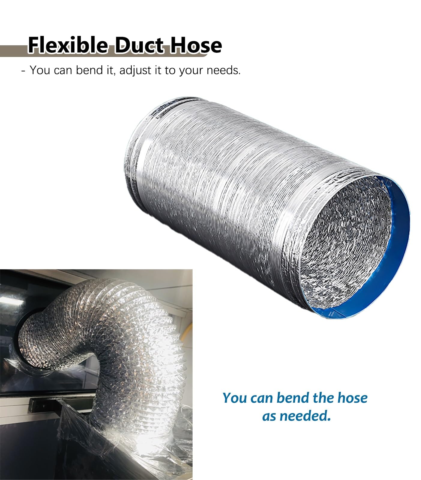 Manguera de Ventilación Manguera de Ventilación Expandible para Secadora para Espacios Reducidos, Conducto Flexible con Abrazaderas y Cinta de Aluminio, Manguera de Escape de Garaje para extractor(170