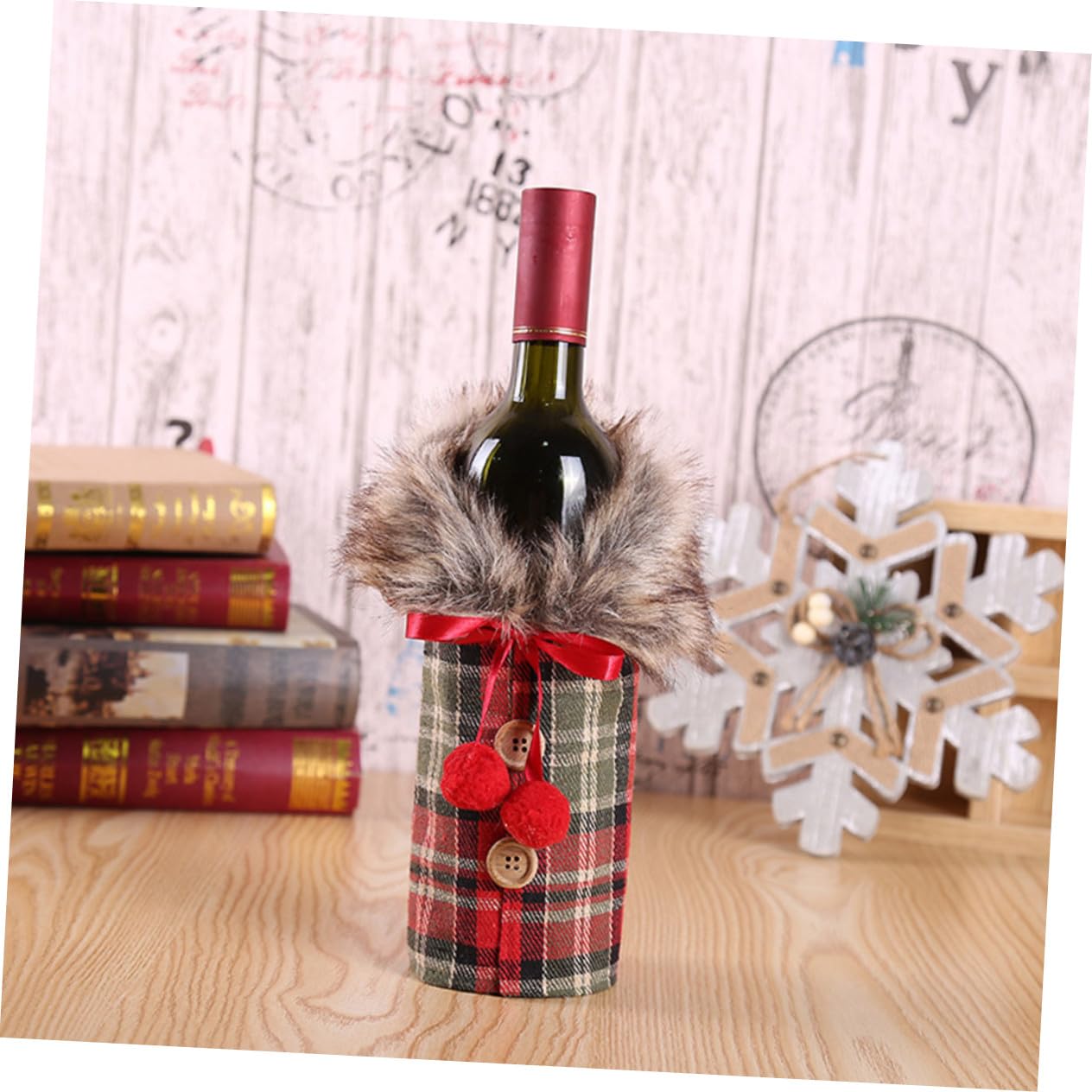 2 Pièces Housse de Bouteille Vin Noël Résistant avec Décoration Festive pour Fête et Cadeau