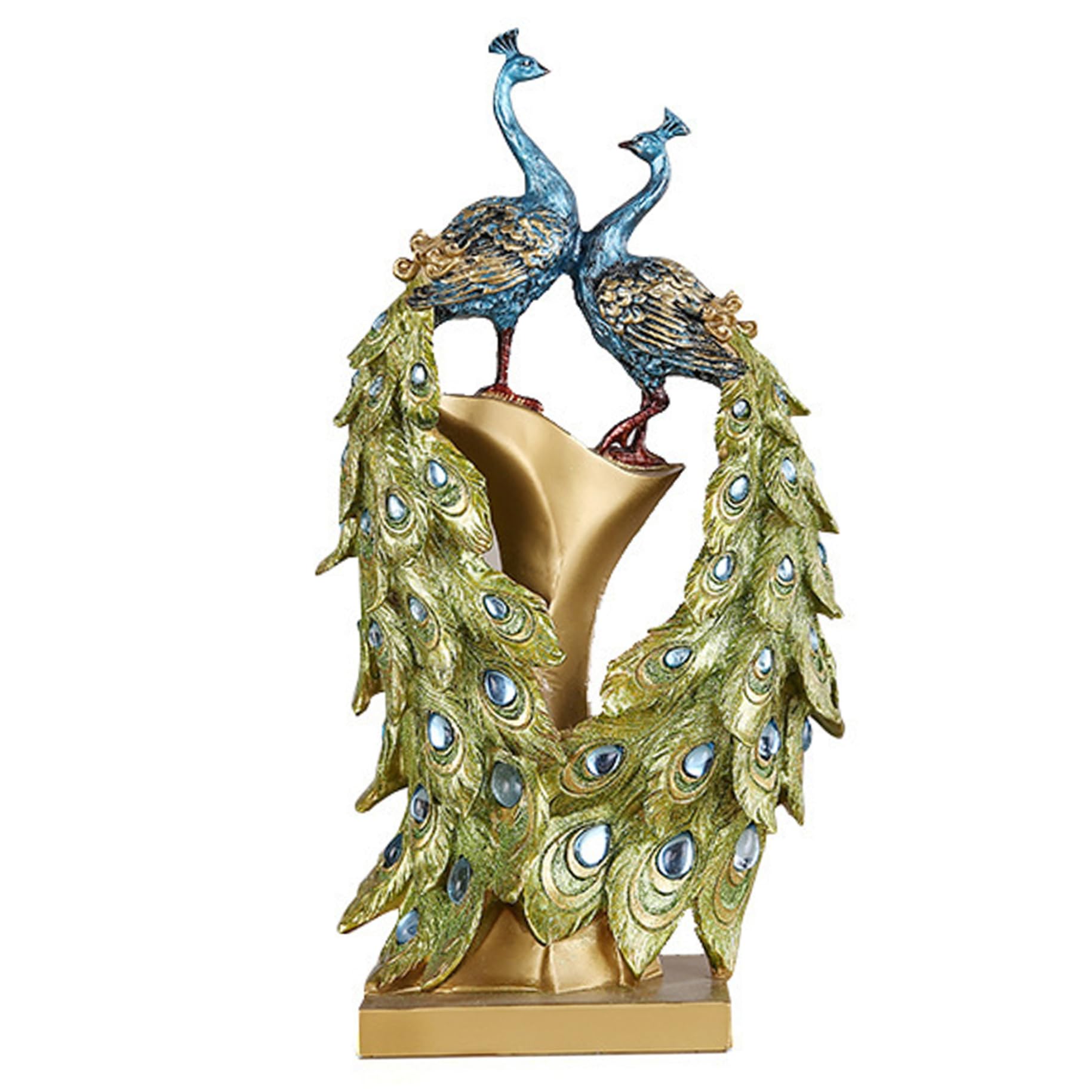 Uanqfegy Blue Realistic Resin Peacock Statue Figurine – Elegant Modern Tabletop Decoration For Living Room Housewarming Favor