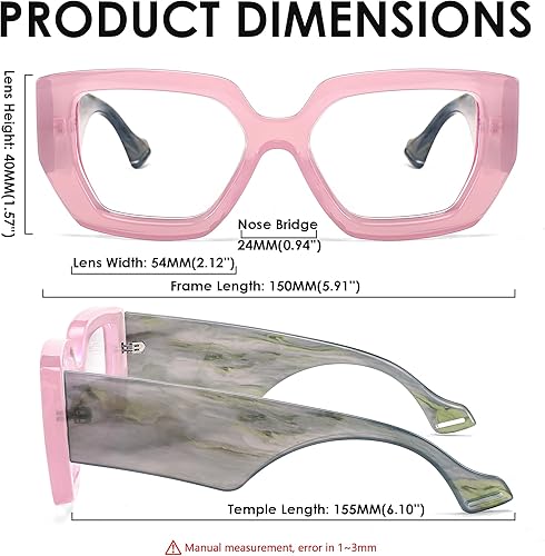 Miniatura 7 de FEISEDY Gafas de luz azul para mujer, marco grueso cuadrado de gran tamaño, anteojos de computadora antifatiga ocular B4129