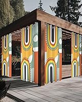 Vista 1 de Abstract Orange Outdoor Curtains for Patio Waterproof Drapery,Grommet Window Curtain Living Room,Bedroom,Doorway,Kitchen,Cafe,Porch,Cabana Drapes