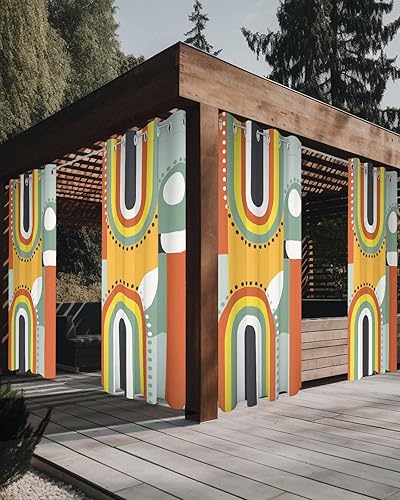 Abstract Orange Outdoor Curtains for Patio Waterproof Drapery,Grommet Window Curtain Living Room,Bedroom,Doorway,Kitchen,Cafe,Porch,Cabana Drapes