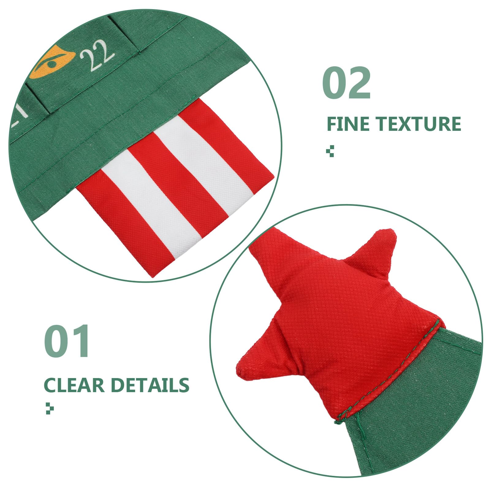 VICASKY Calendario dell'Avvento Natalizio da Parete con 24 Tasche in Cotone Verde Borsa Portaoggetti per Palline e Decorazioni Calendario Fai da Te per Conto alla Rovescia Festivo e