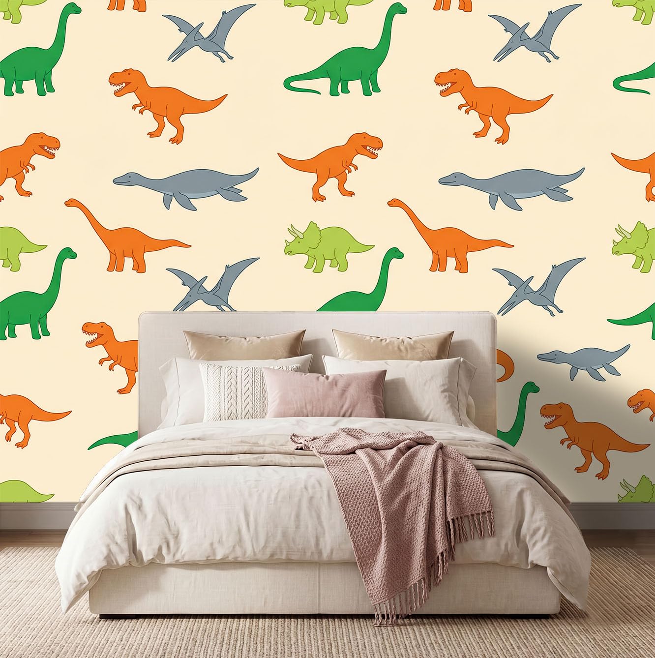 Nowoczesna tapeta z kreskówek panoramiczny zielony zwierzę dinozaur smok tyranozaur tapeta ścienna z włókniny salon sypialnia dekoracja domu do domu, 250 x 175 cm